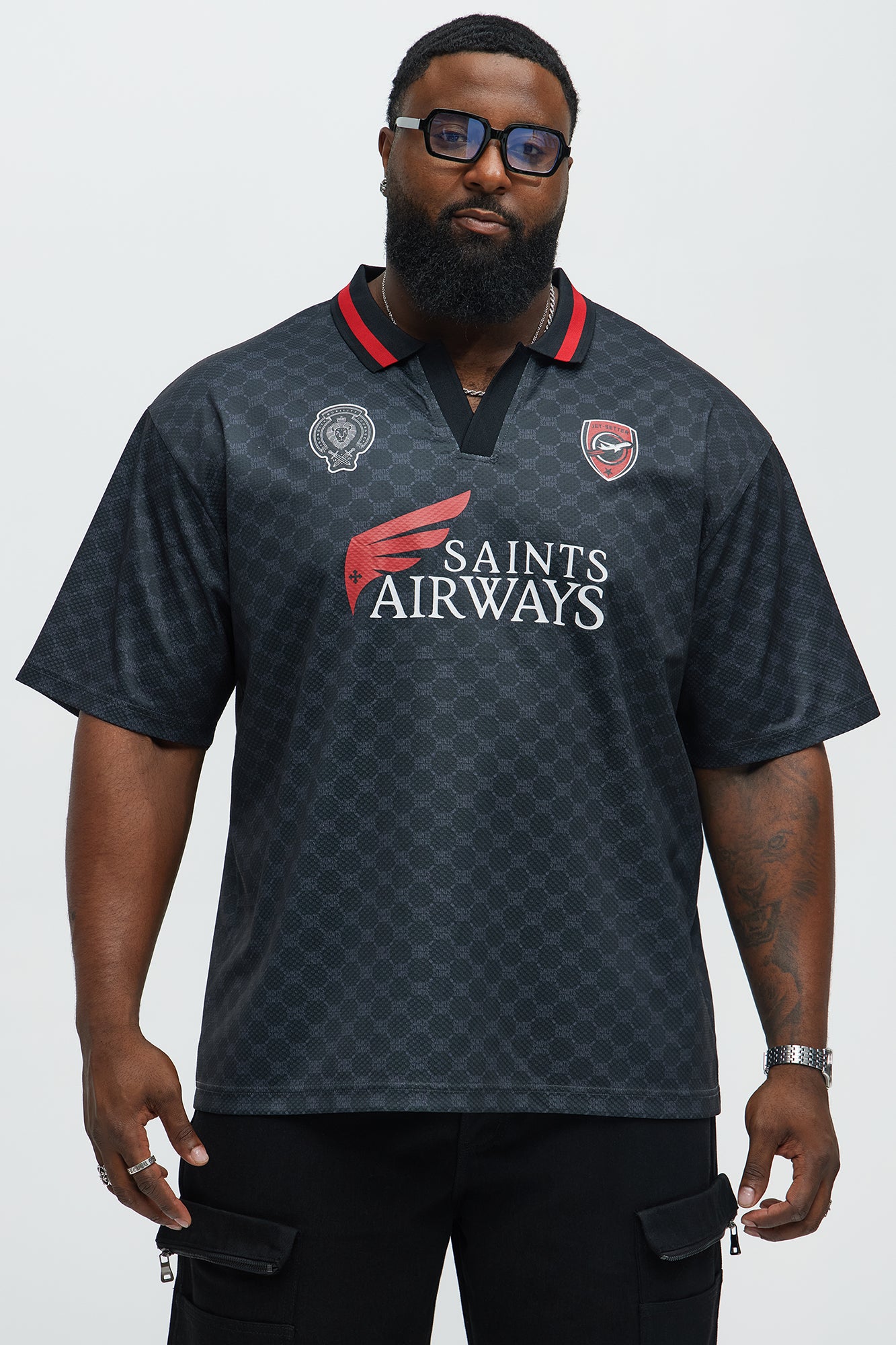 Saints Johnny Collar Soccer Jersey - Black - Image 5