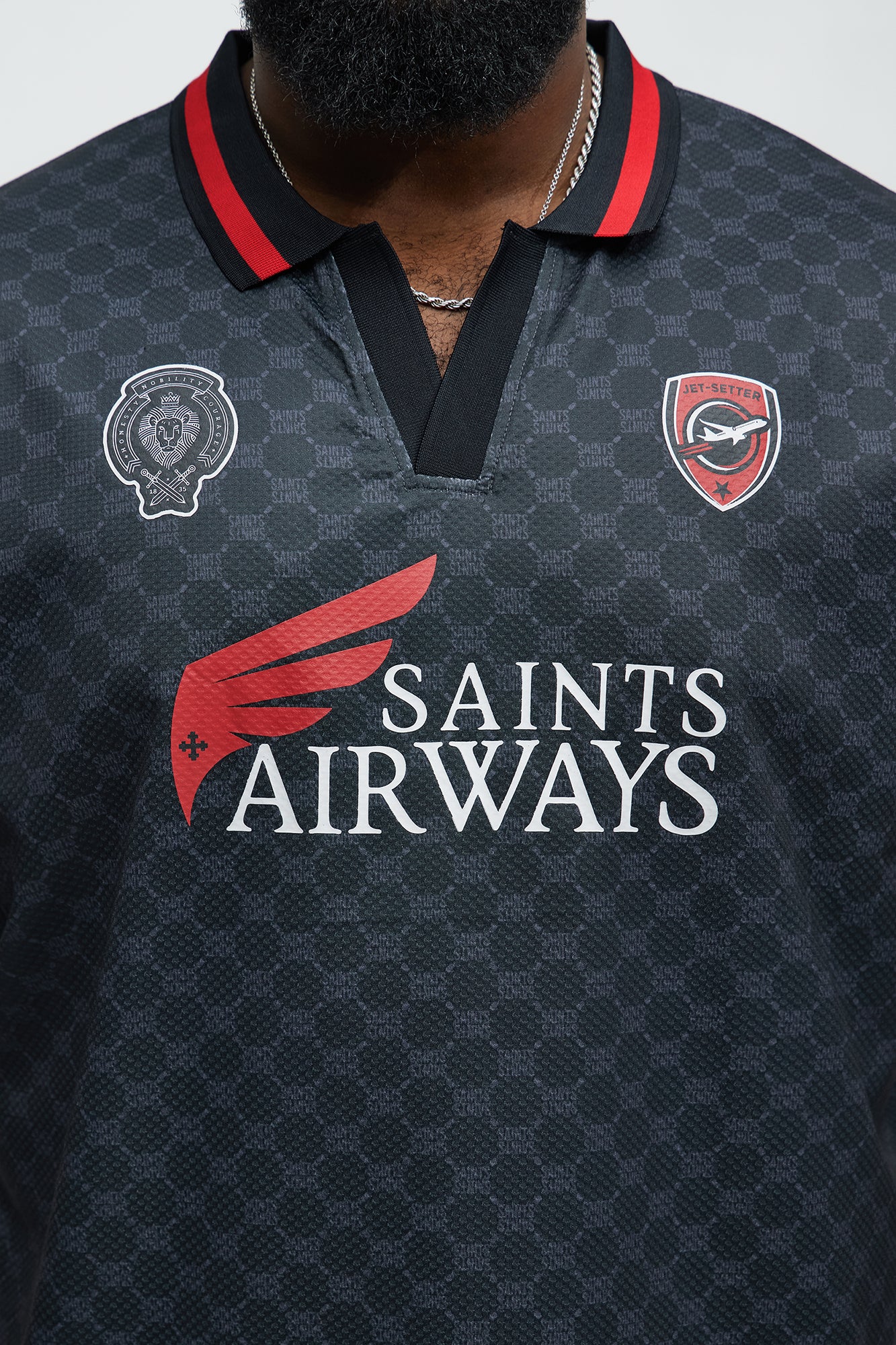 Saints Johnny Collar Soccer Jersey - Black - Image 7