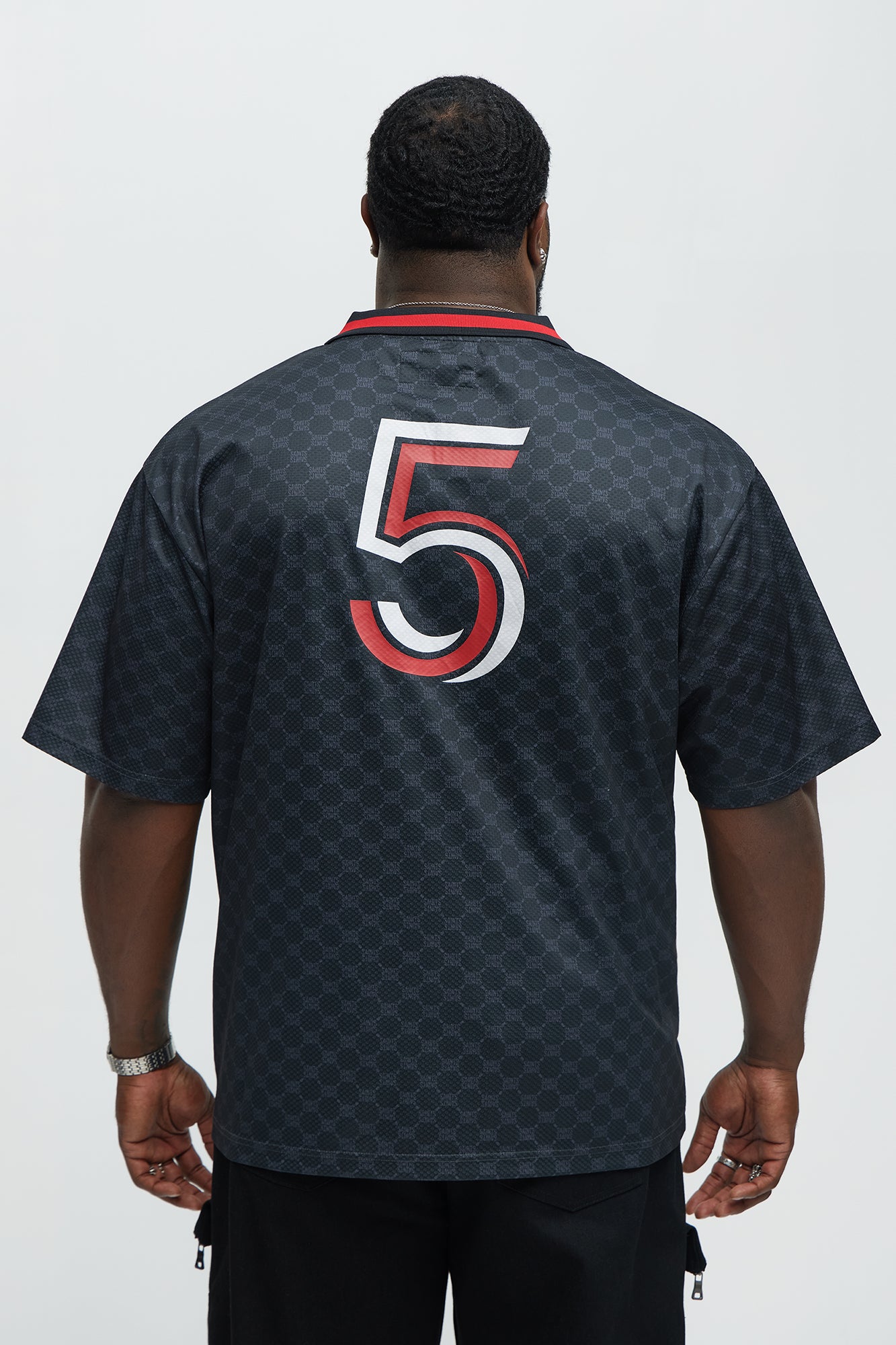 Saints Johnny Collar Soccer Jersey - Black - Image 8