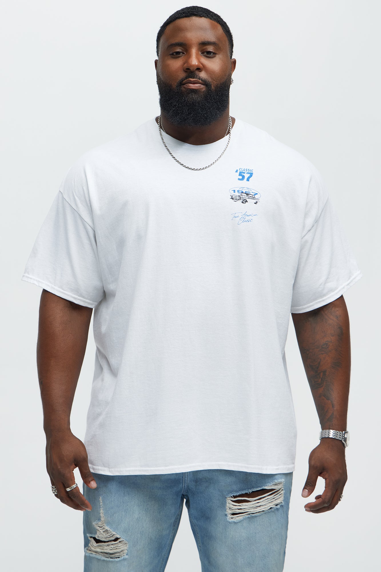 Classic 57 Oversized Short Sleeve Tee - White - Image 6