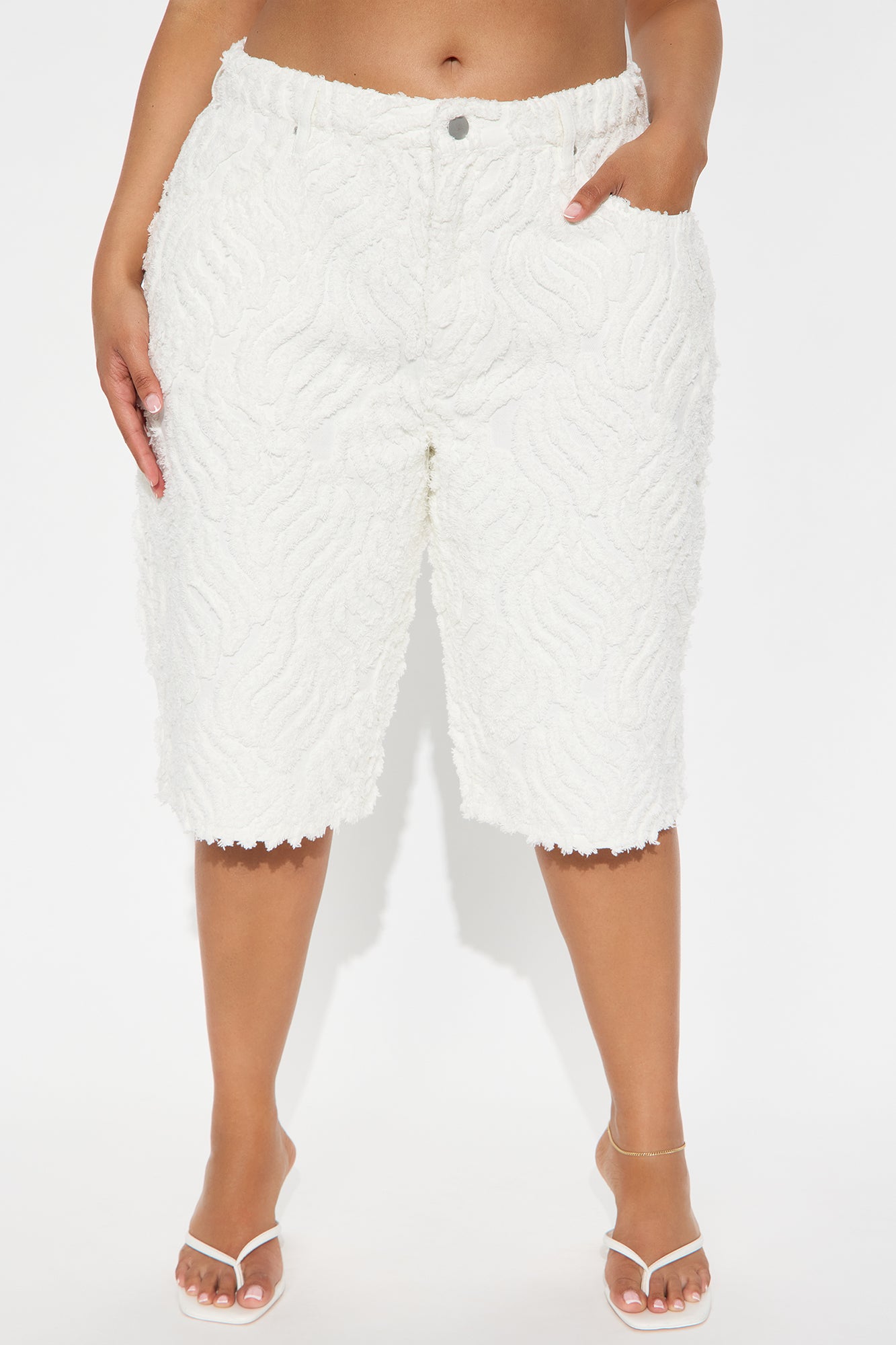 Rockaway Textured Denim Jorts - White - Image 6