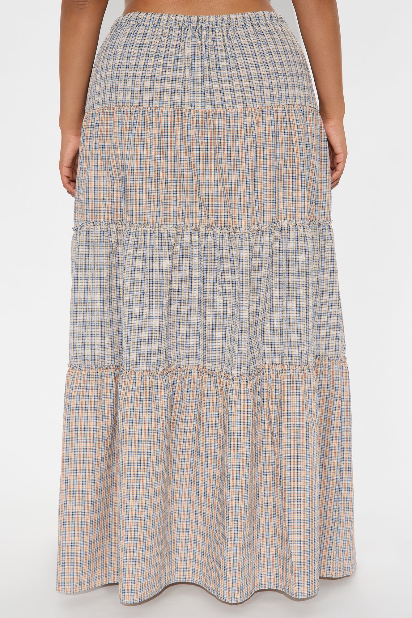 Paige High Rise Tiered Plaid Maxi Skirt - Brown/combo - Image 6