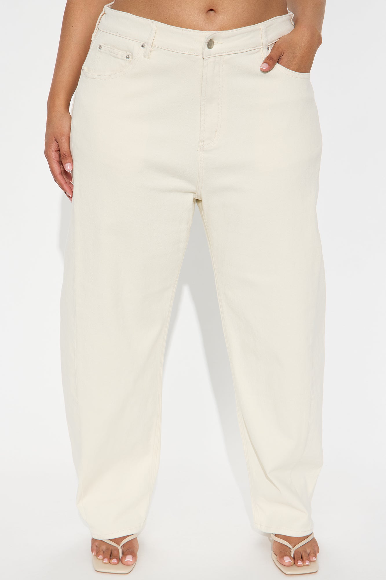 Allegra Barrel Pant - Cream - Image 5