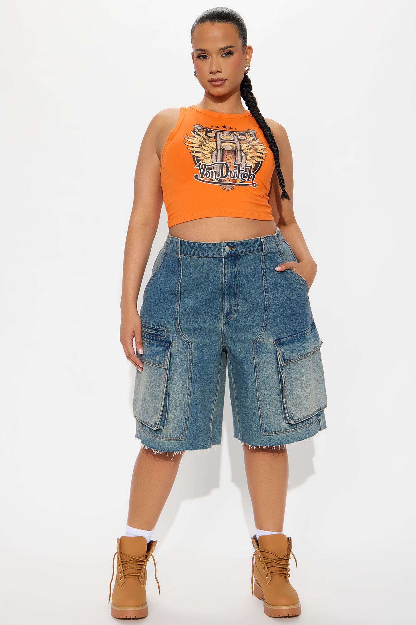 Parker Denim Cargo Jorts - Medium Wash - Image 4