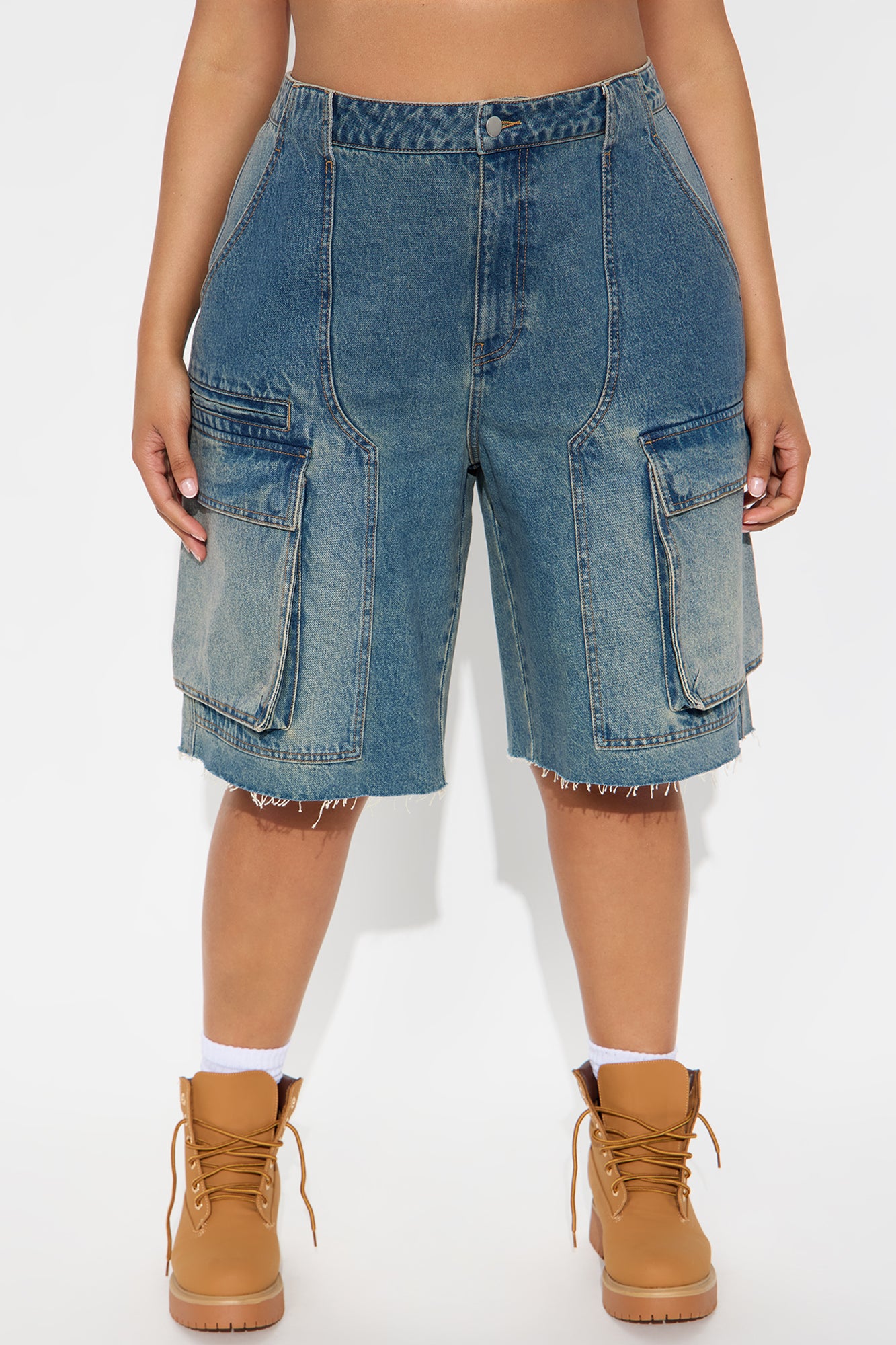Parker Denim Cargo Jorts - Medium Wash - Image 5