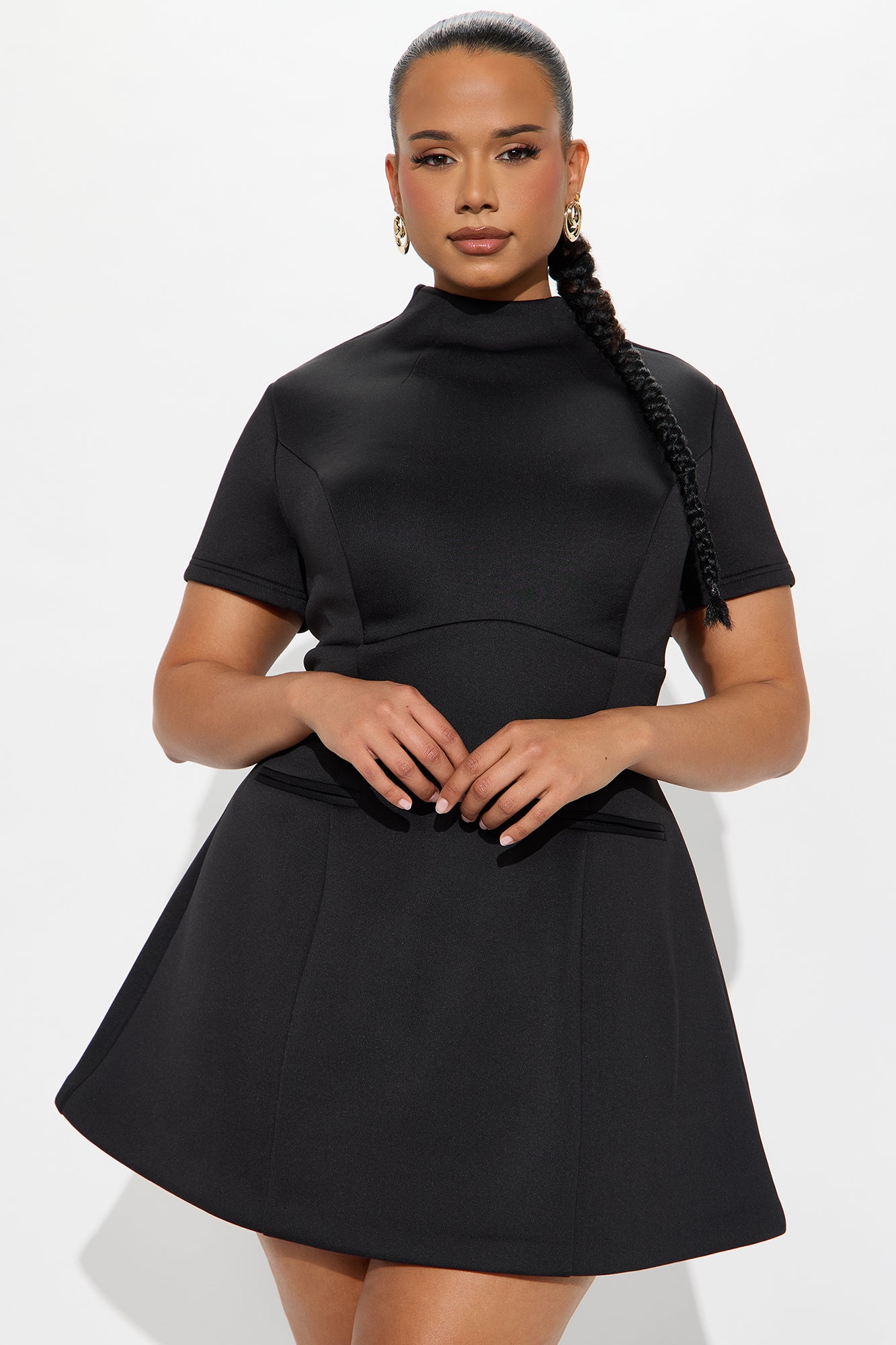 Major Moves Short Sleeve Scuba Micro Mini Dress - Black - Image 5