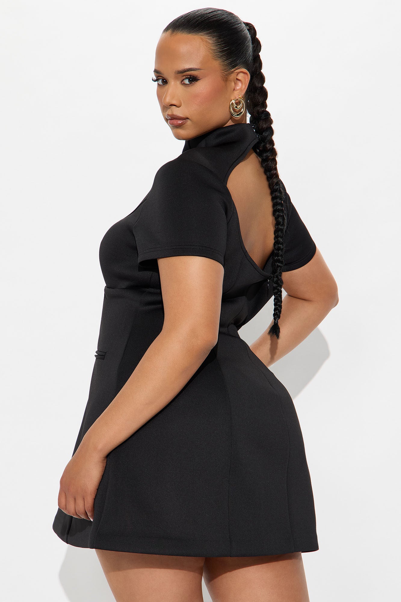 Major Moves Short Sleeve Scuba Micro Mini Dress - Black - Image 6