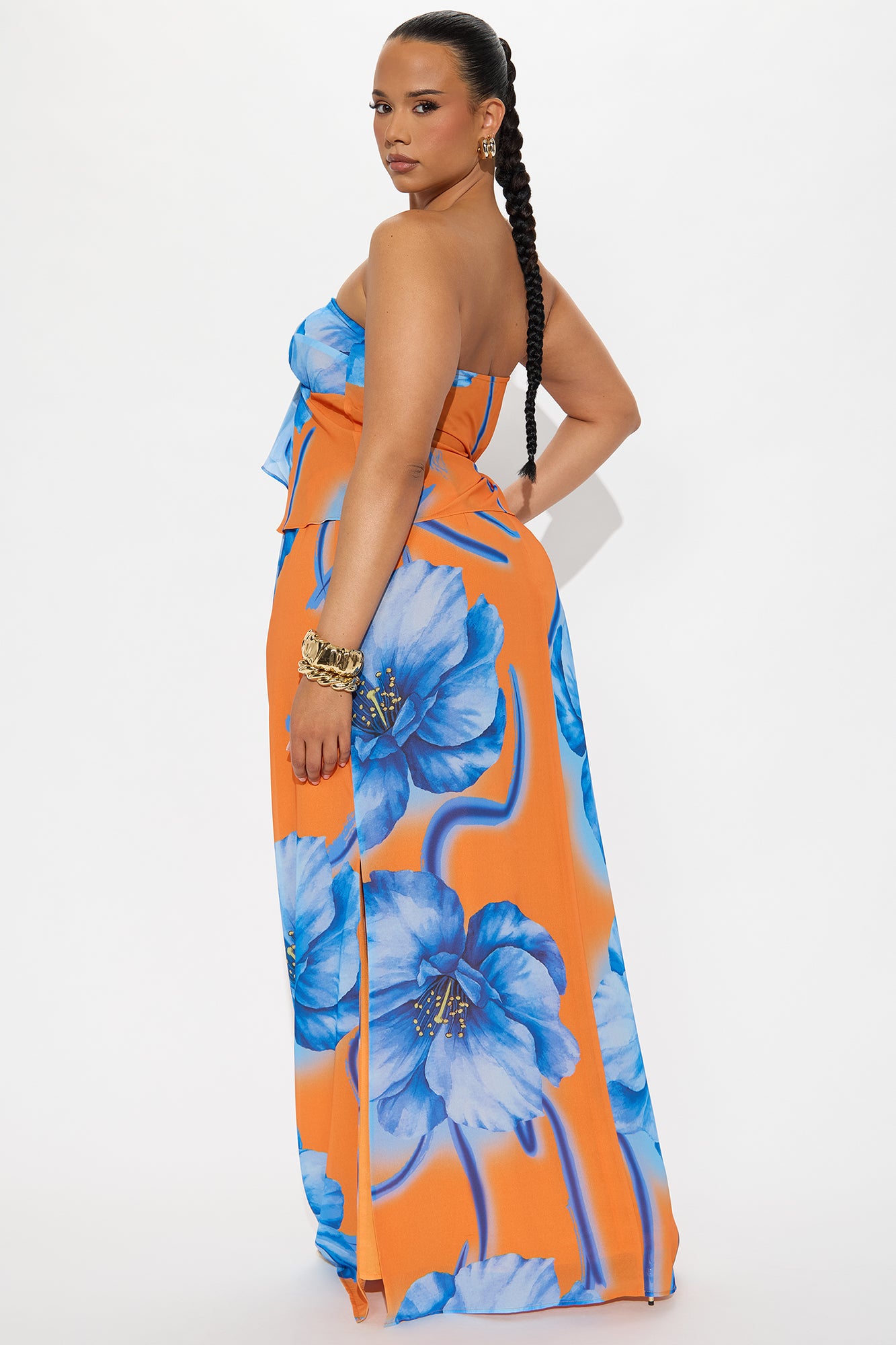 Hibiscus Escape Floral Maxi Skirt Set - Orange/combo - Image 6