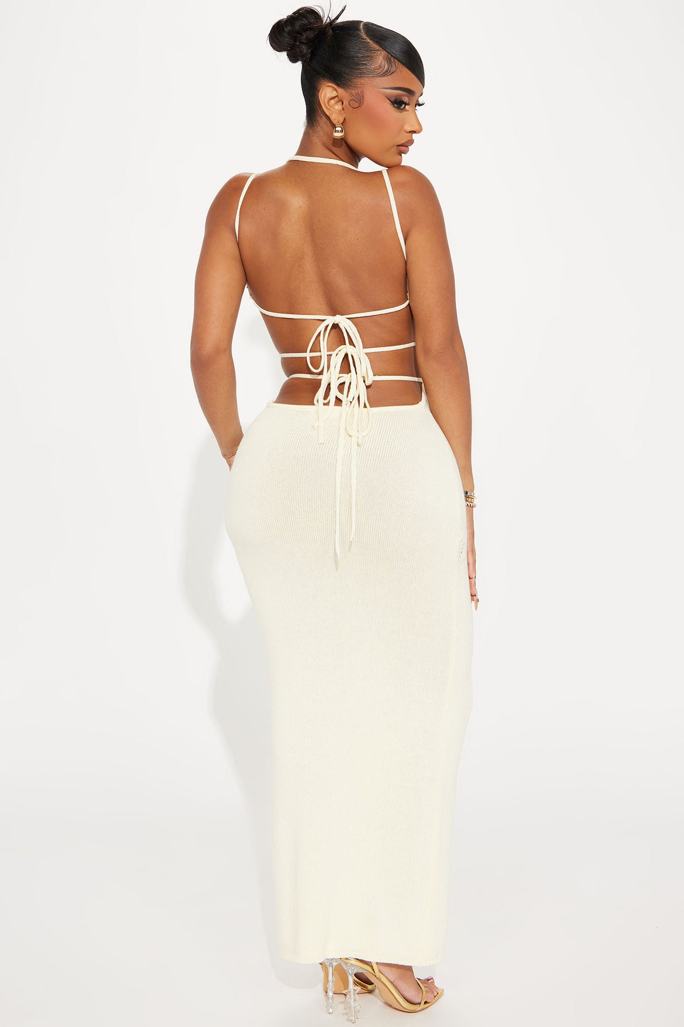 Stephanie Knit Maxi Dress - Cream - Image 6