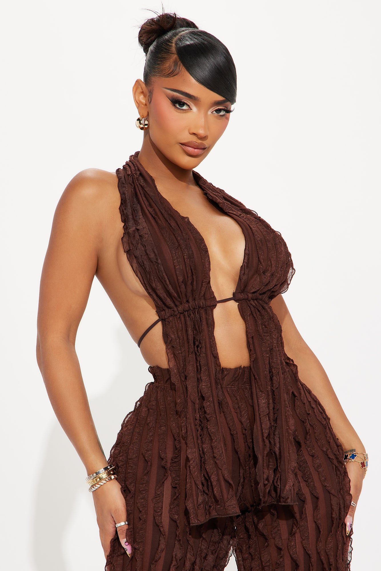 Looking For More Mesh Pant Set - Brown - Image 3