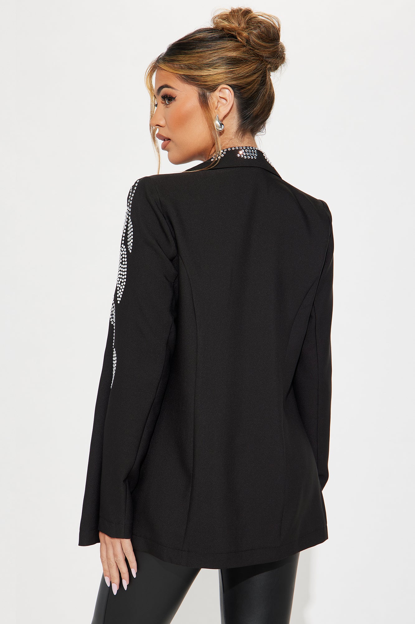 Stand Out Rhinestone Blazer - Black - Image 5