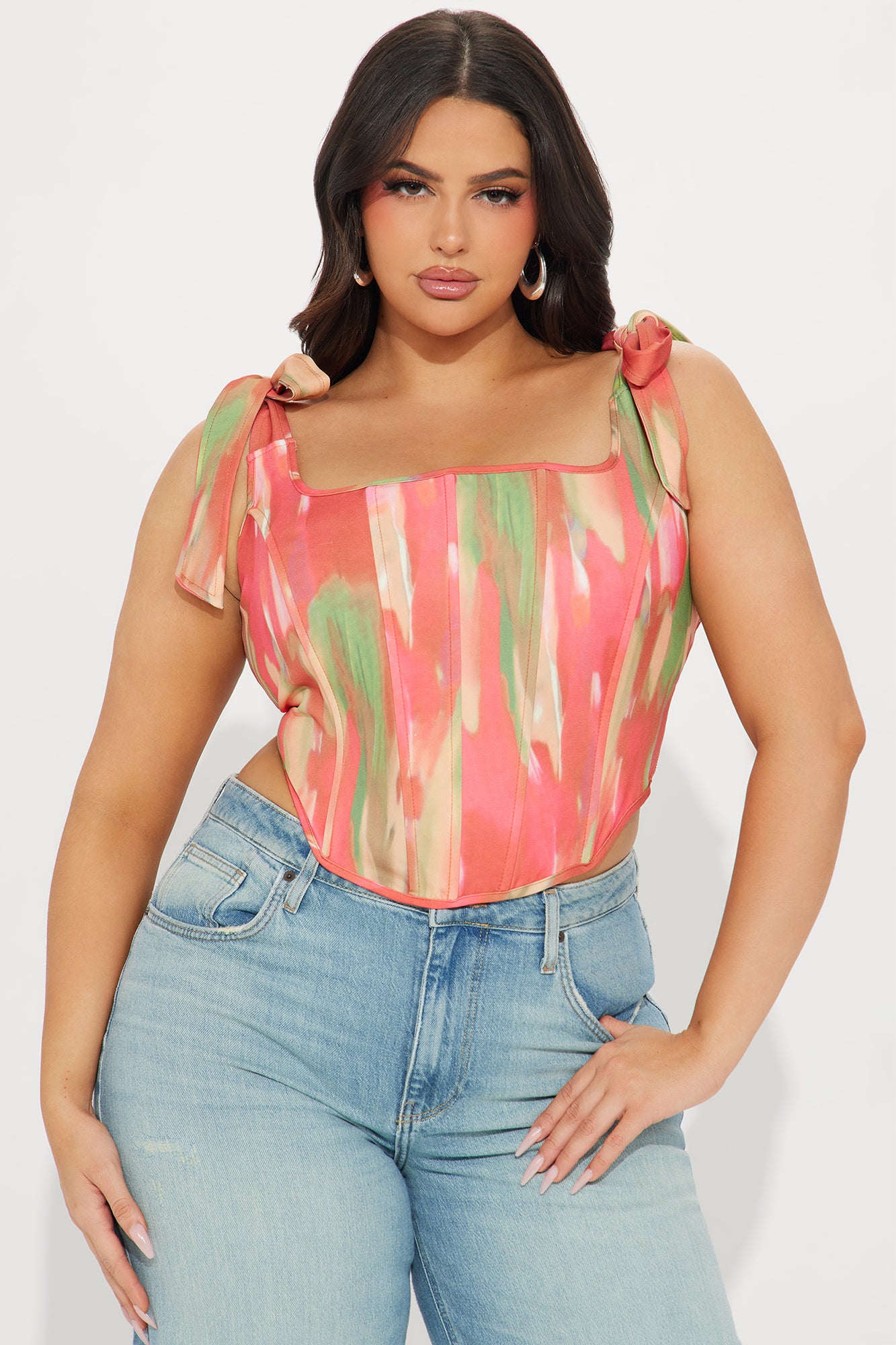 Summer Sunset Corset Top - Orange/combo - Image 4