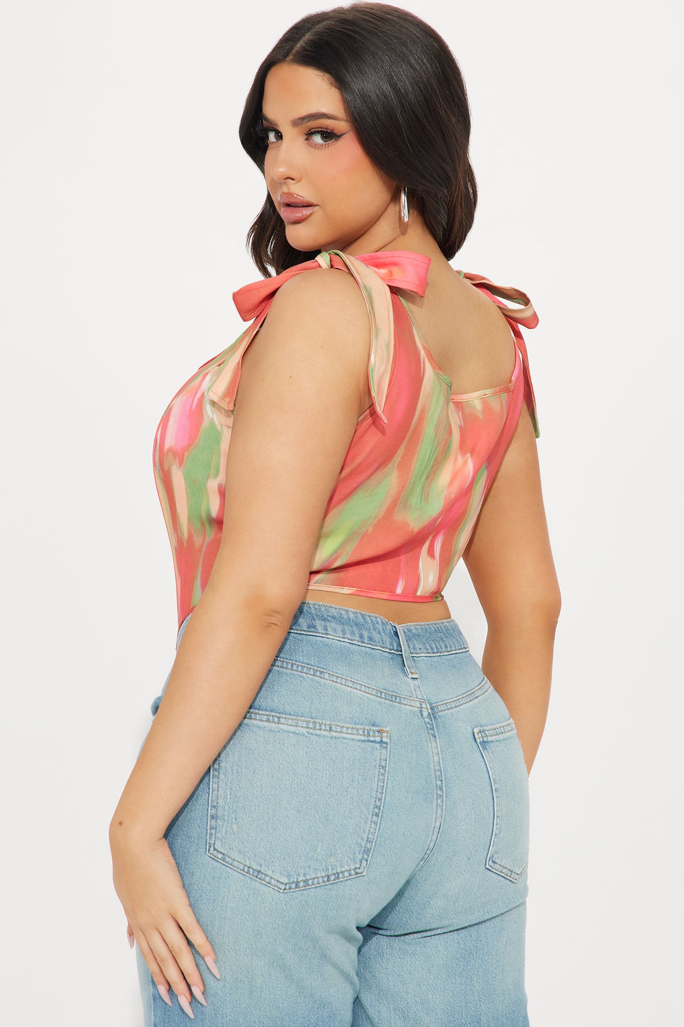 Summer Sunset Corset Top - Orange/combo - Image 6