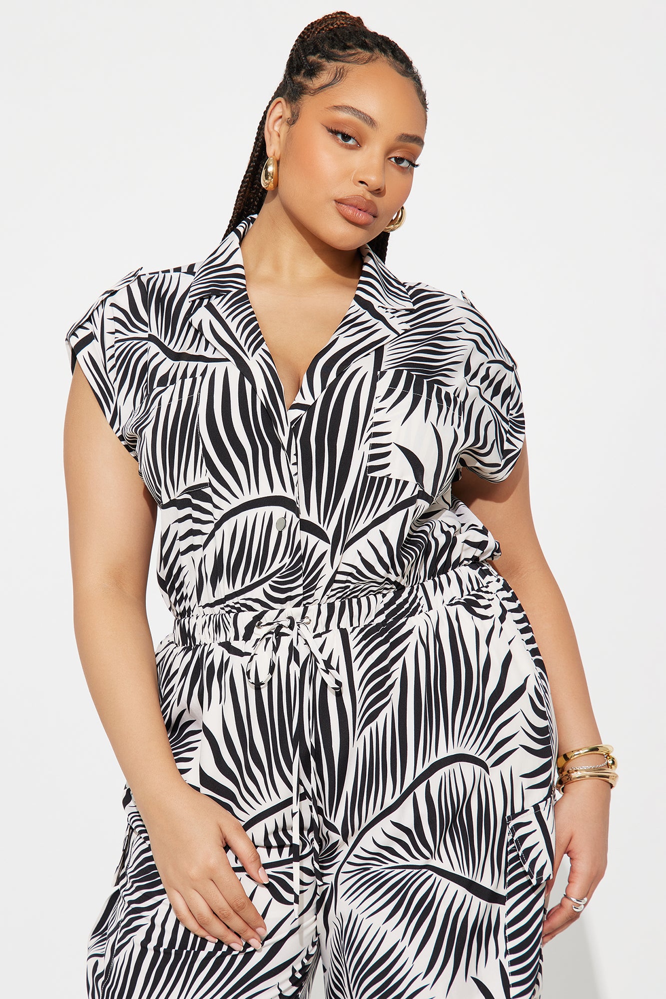 Rosalia Tropical Jumpsuit - Black/White - Image 5