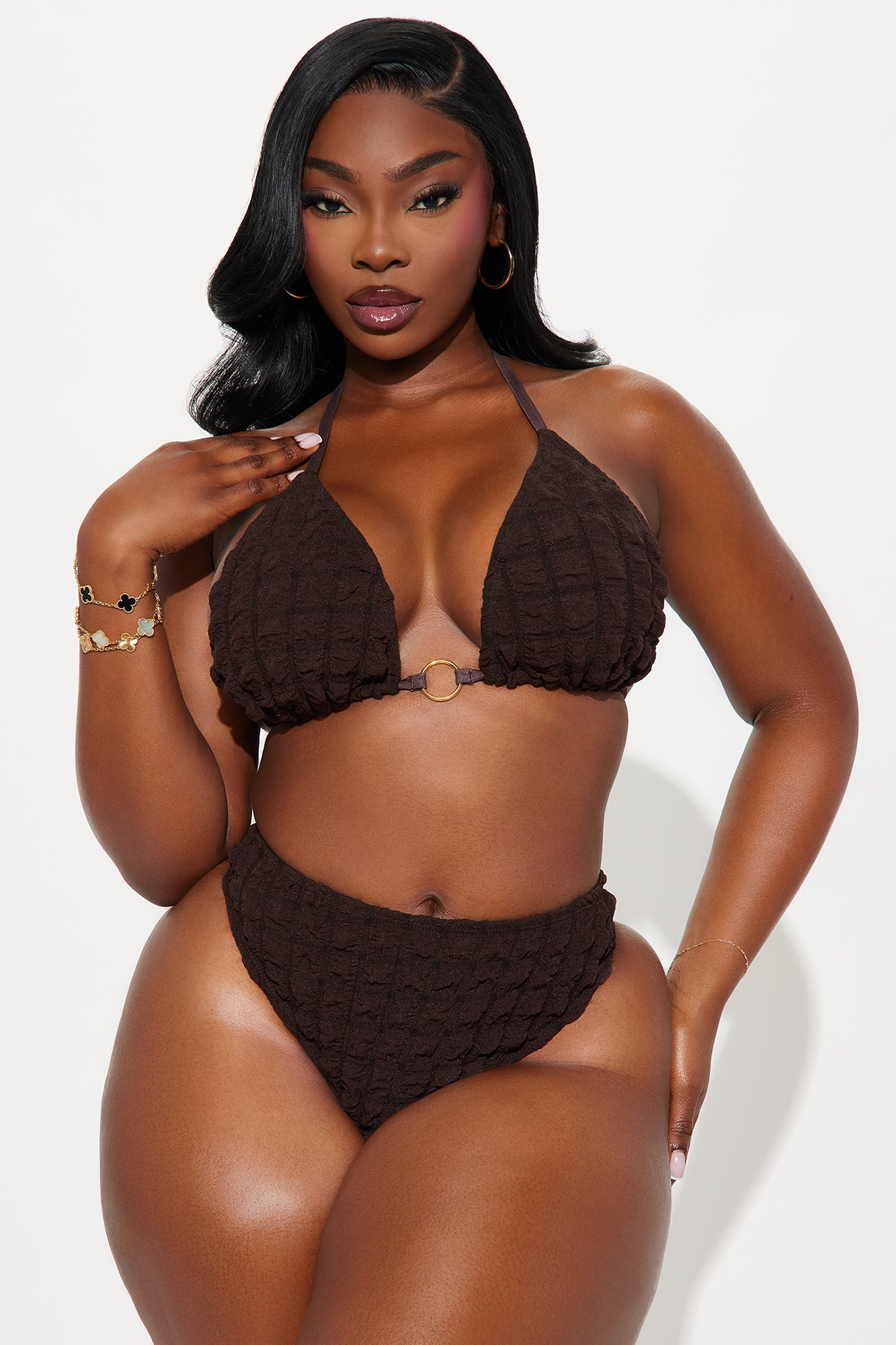 Serena Bubble 3 Piece Bikini Set - Chocolate - Image 6