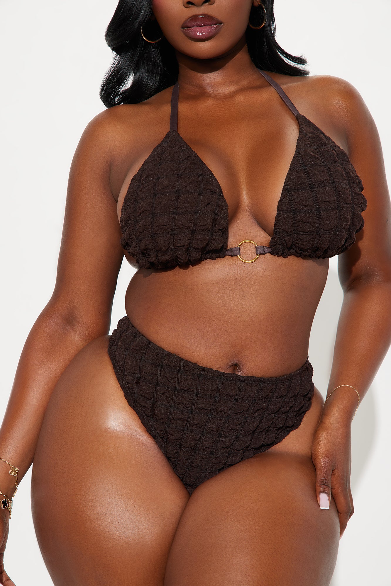 Serena Bubble 3 Piece Bikini Set - Chocolate - Image 7