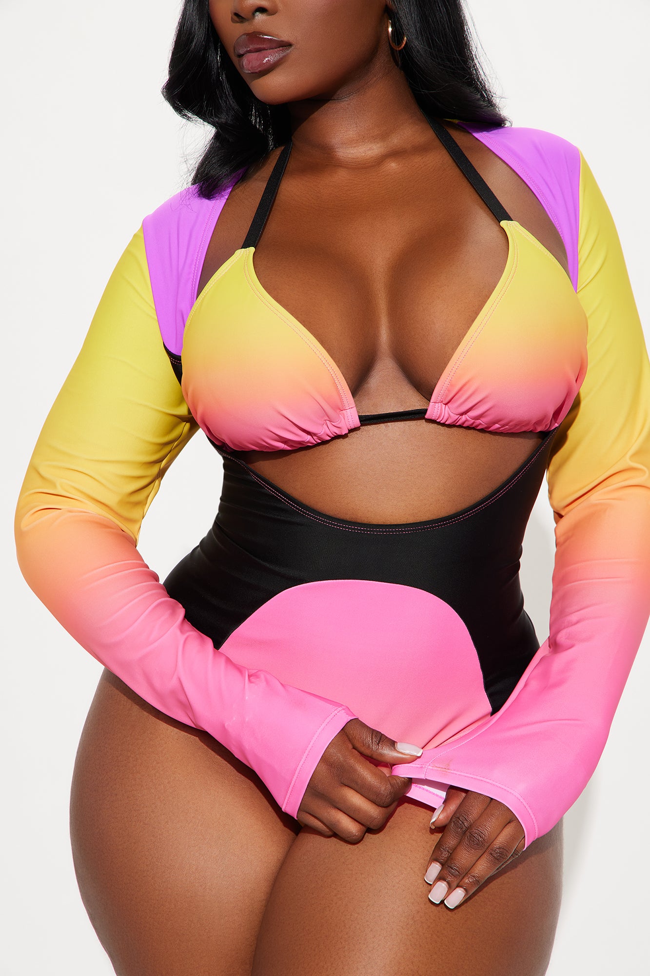 Ariah Long Sleeve 2 Piece Swimsuit - Pink/combo - Image 5