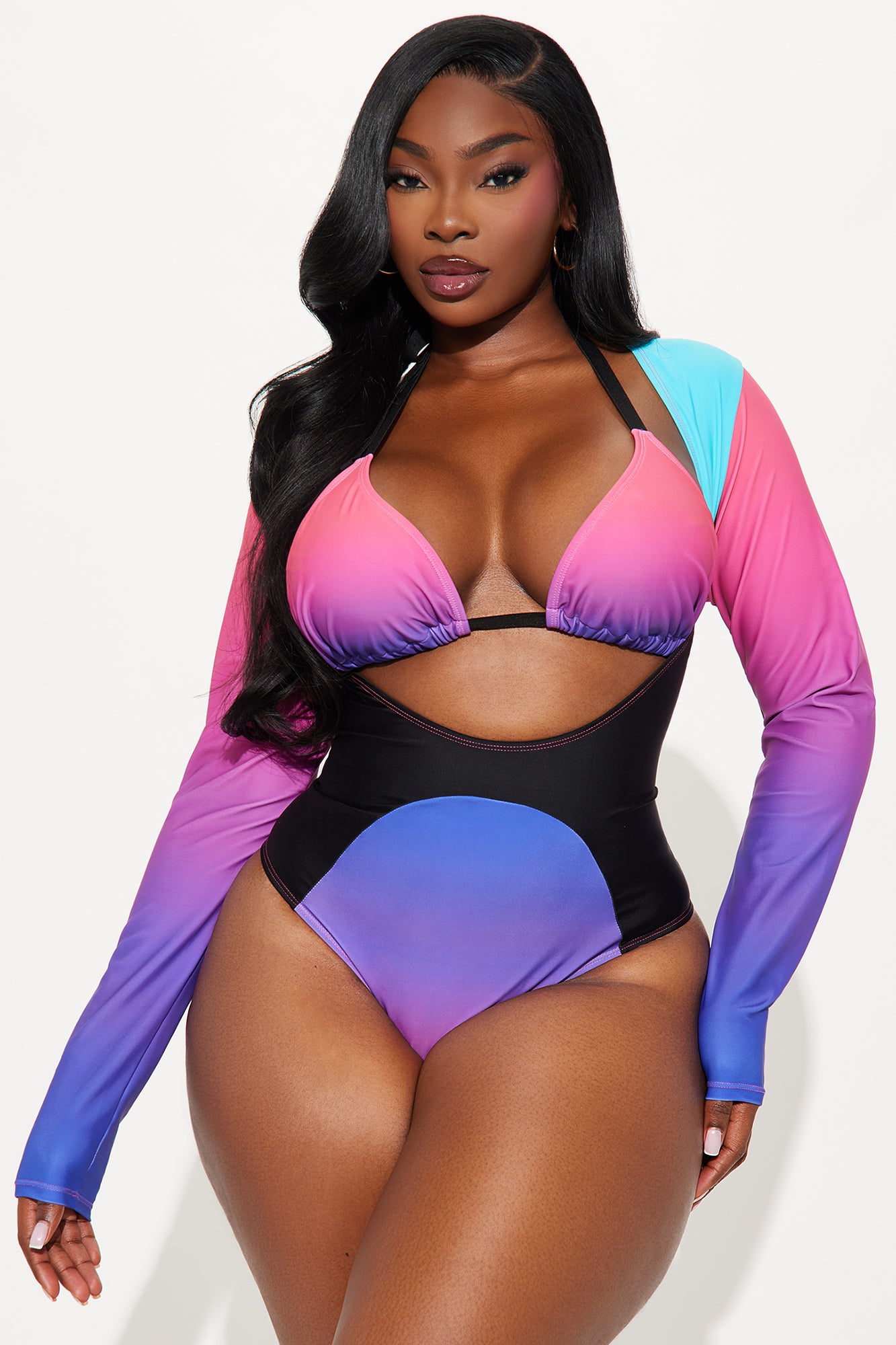 Ariah Long Sleeve 2 Piece Swimsuit - Purple/combo - Image 4