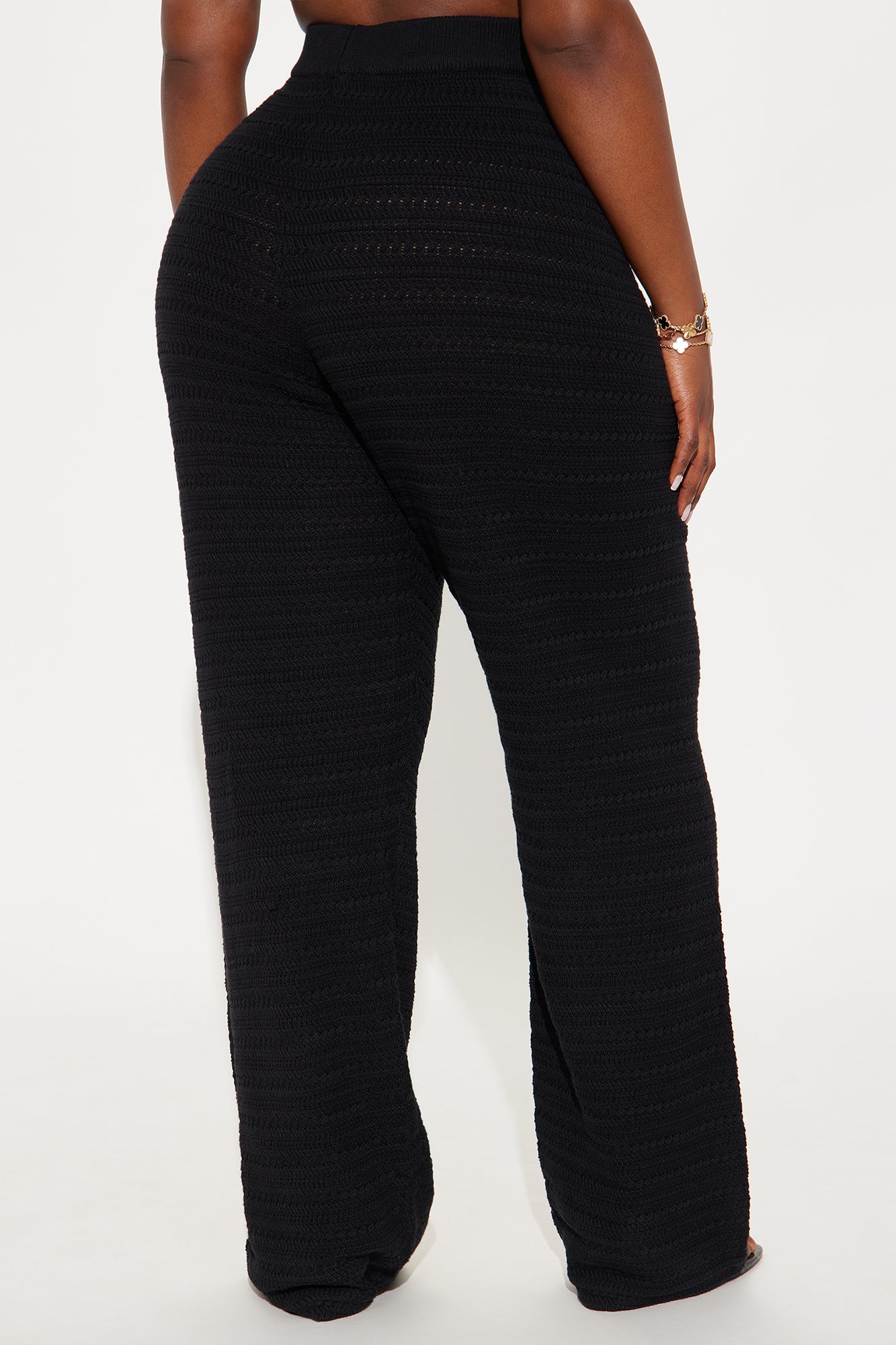 Live In Style Crochet Straight Leg Pant - Black - Image 6