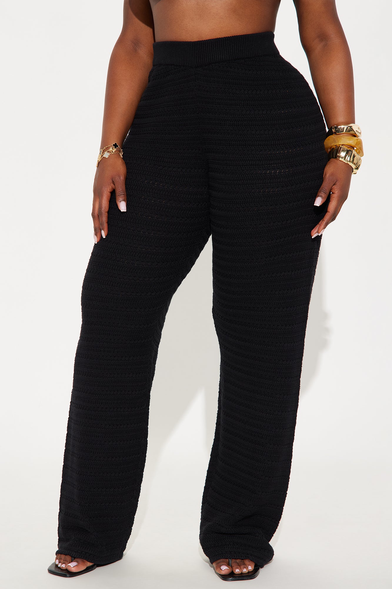 Live In Style Crochet Straight Leg Pant - Black - Image 5