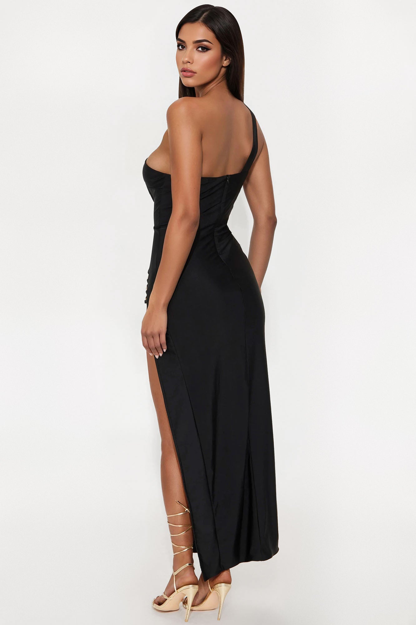 Up To No Good One Shoulder Maxi Dress - Black - Image 3