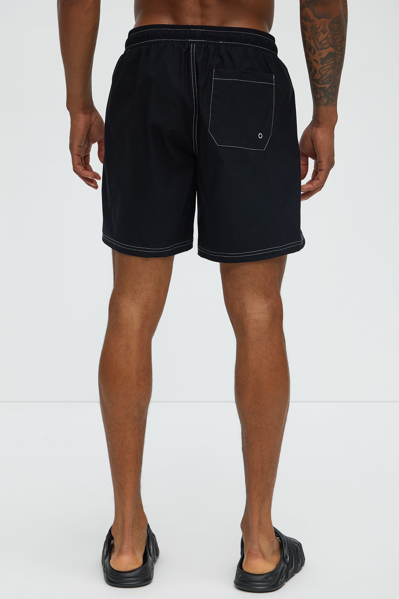 Contrasted Stitch Swim Classic Trunk - Black - Image 3