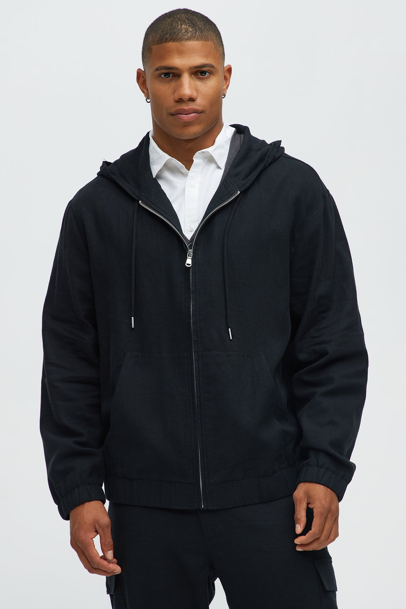 Bahamas Linen Relaxed Hooded Jacket - Black - Image 3