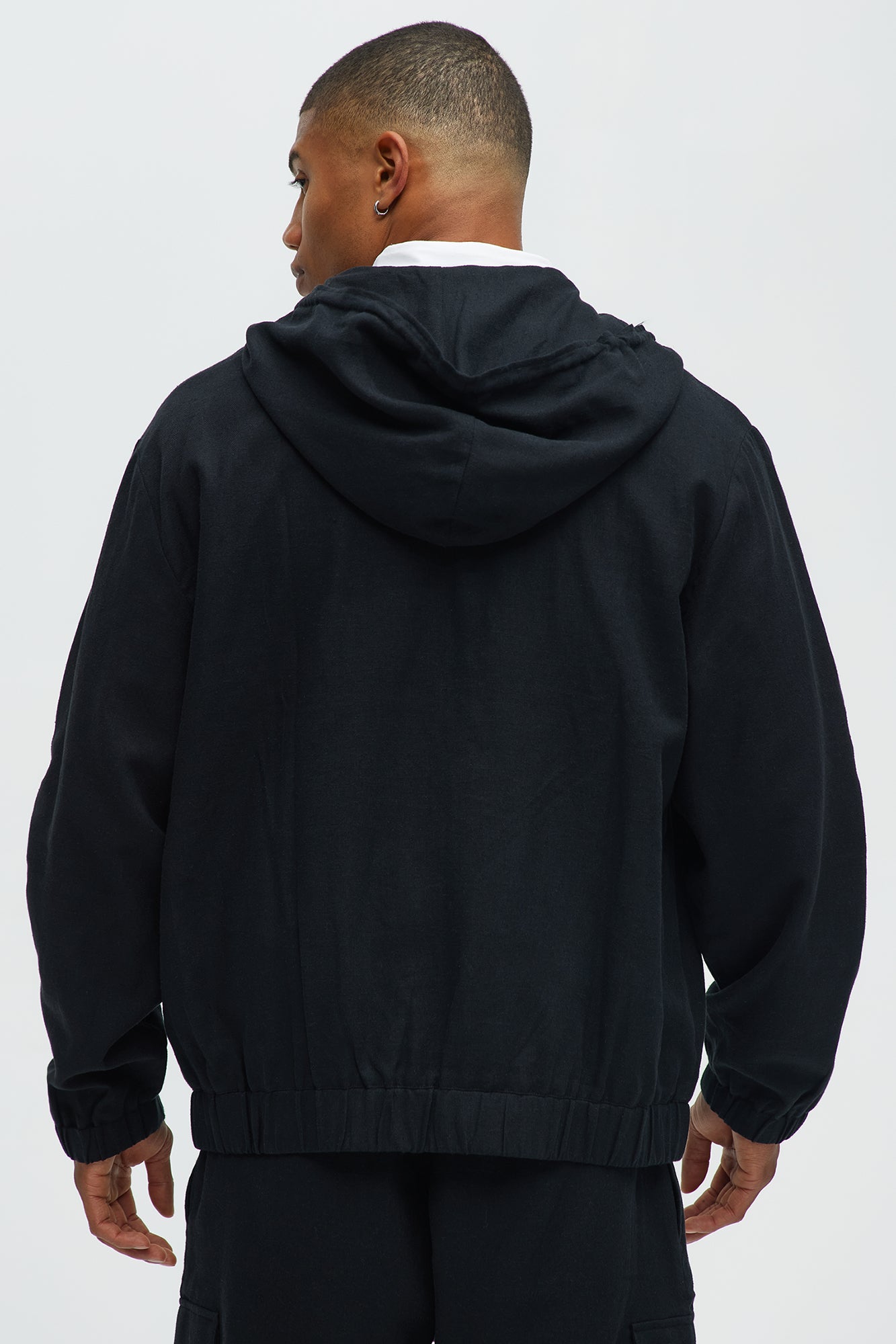 Bahamas Linen Relaxed Hooded Jacket - Black - Image 4