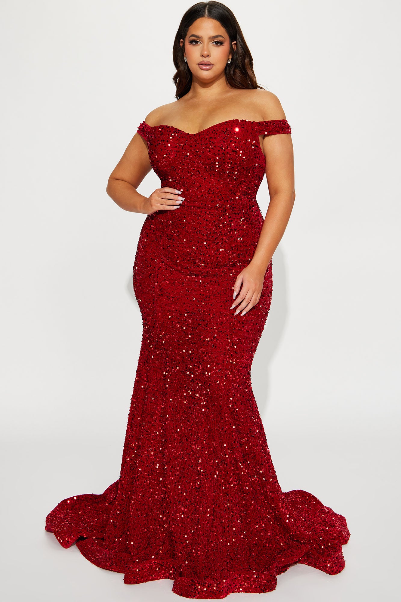 Alora Sequin Maxi Gown - Red - Image 4