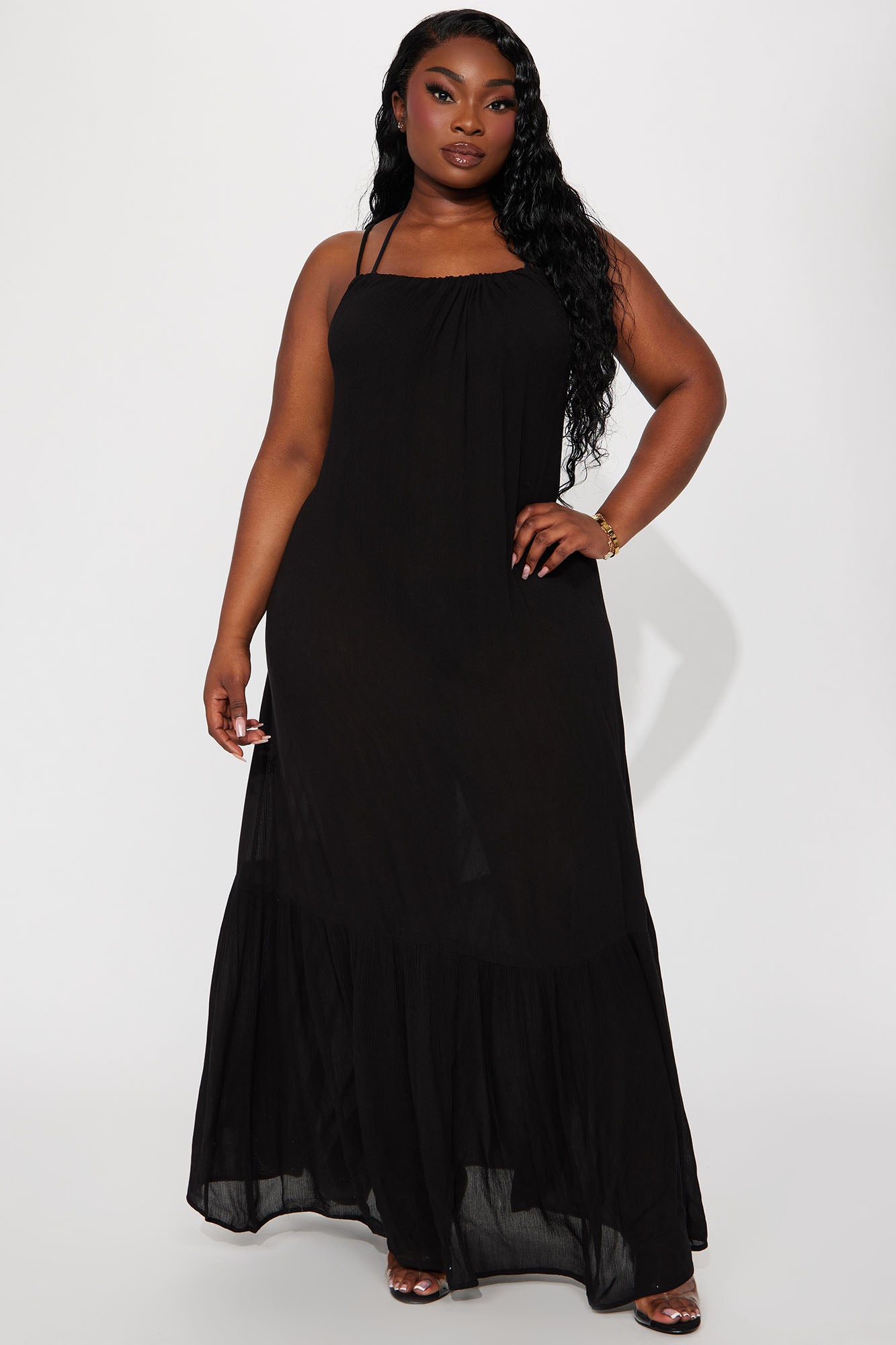 Breezy Nights Linen Swim Cover Up Racerback Dress - Black - Image 4