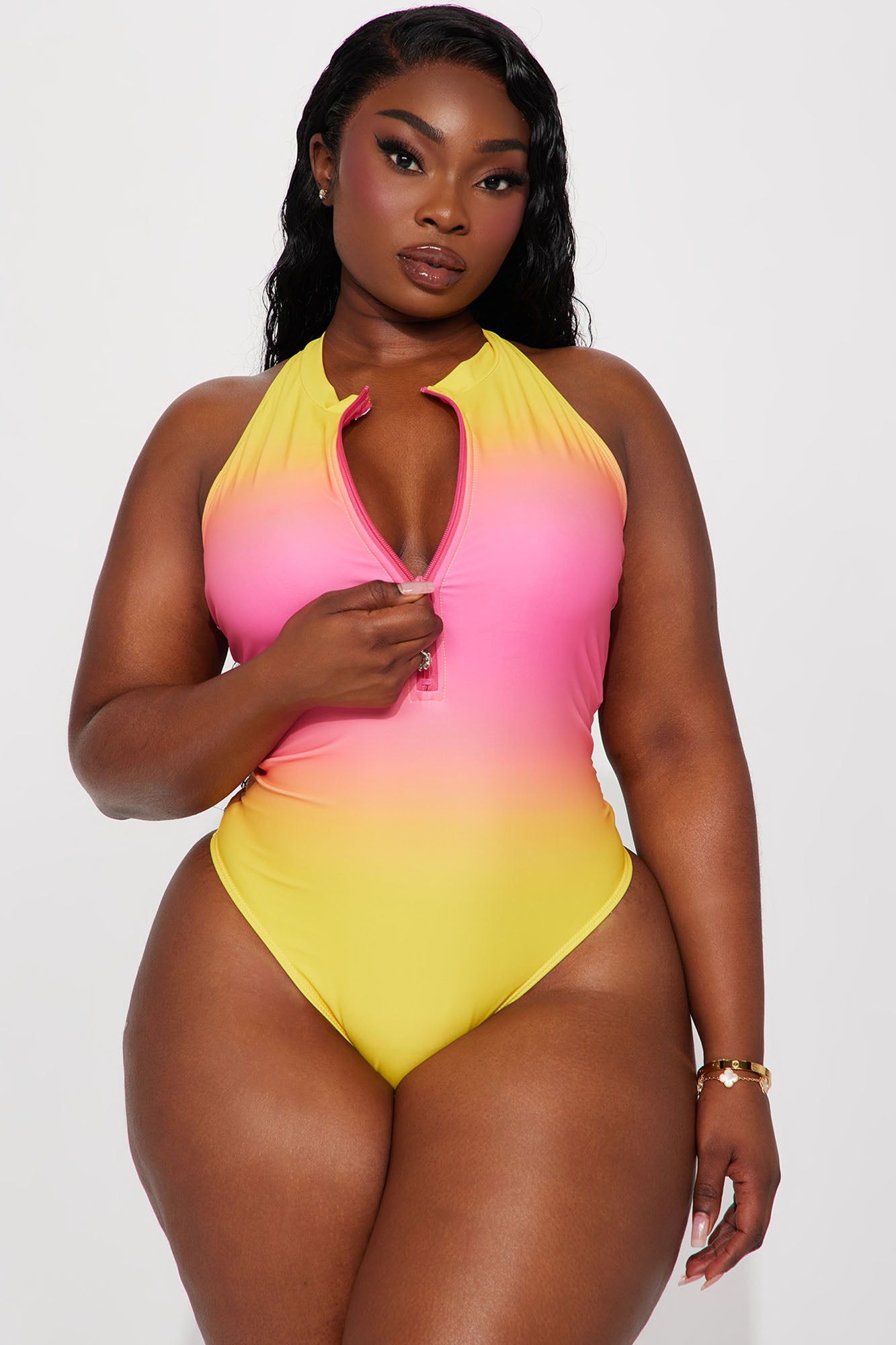 Evelyn Zip Up 1 Piece Swimsuit - Pink/combo - Image 5