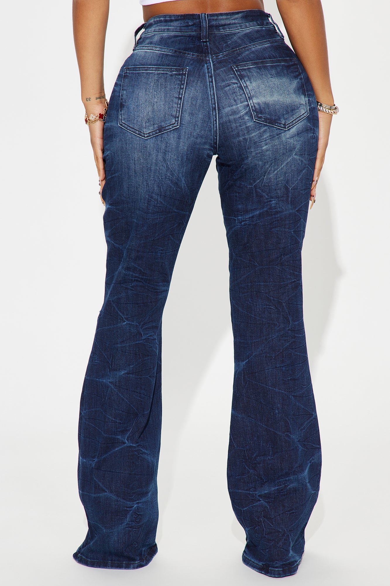 Get The Memo Stretch Flare Jeans - Dark Wash - Image 3