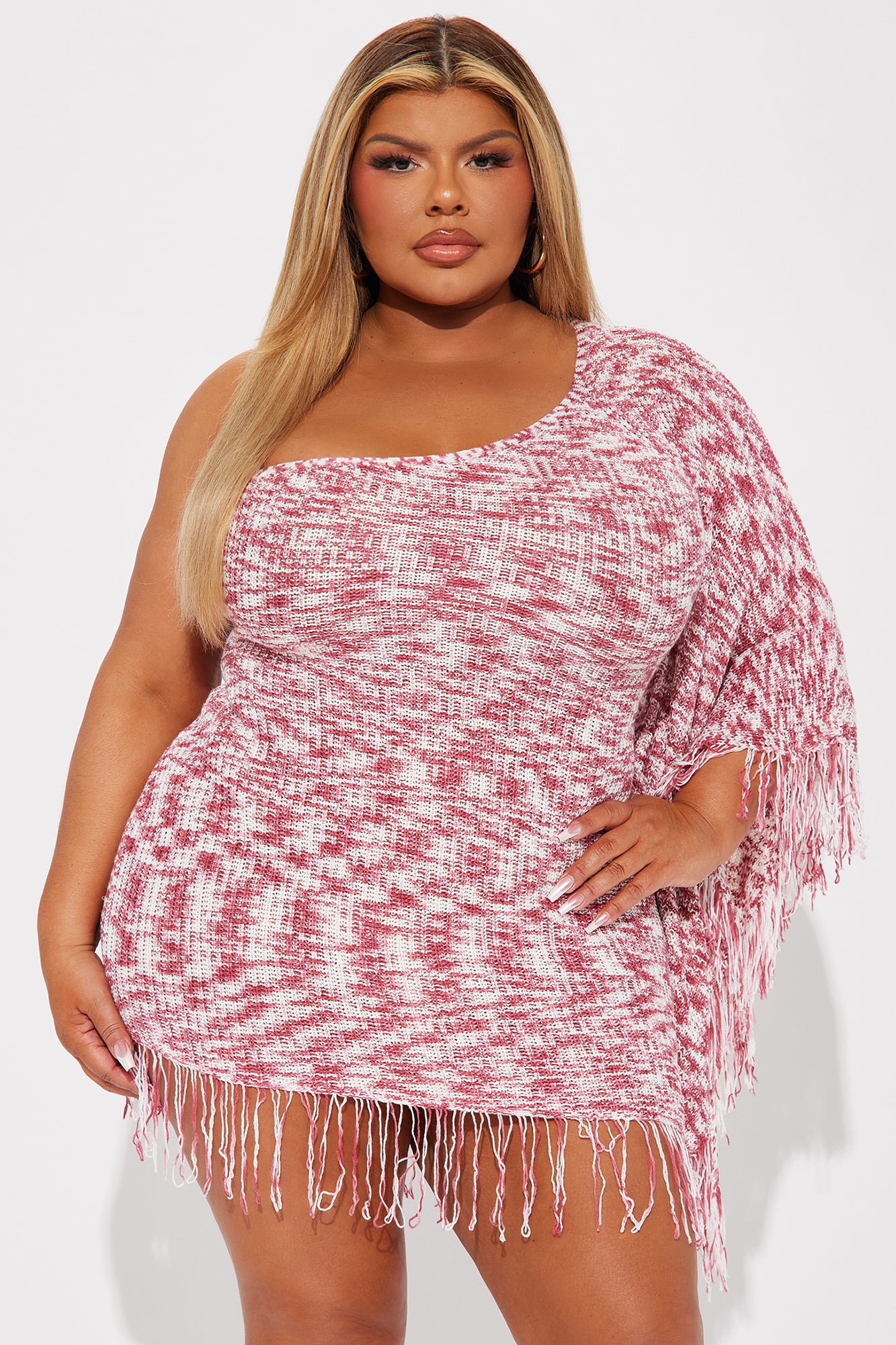 Taylor Fringe Knit Mini Dress - Mauve/combo - Image 5