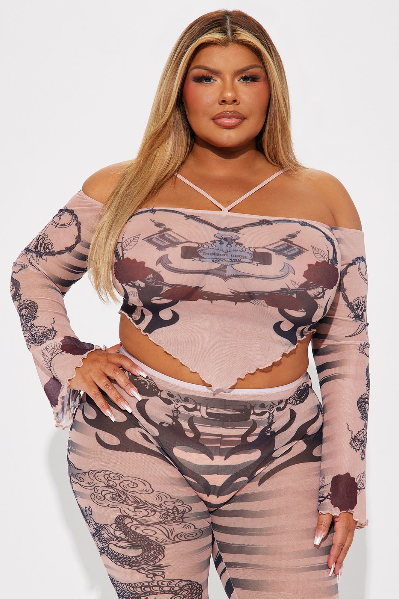 Locked In Place Mesh Pant Set - Taupe/combo - Image 5