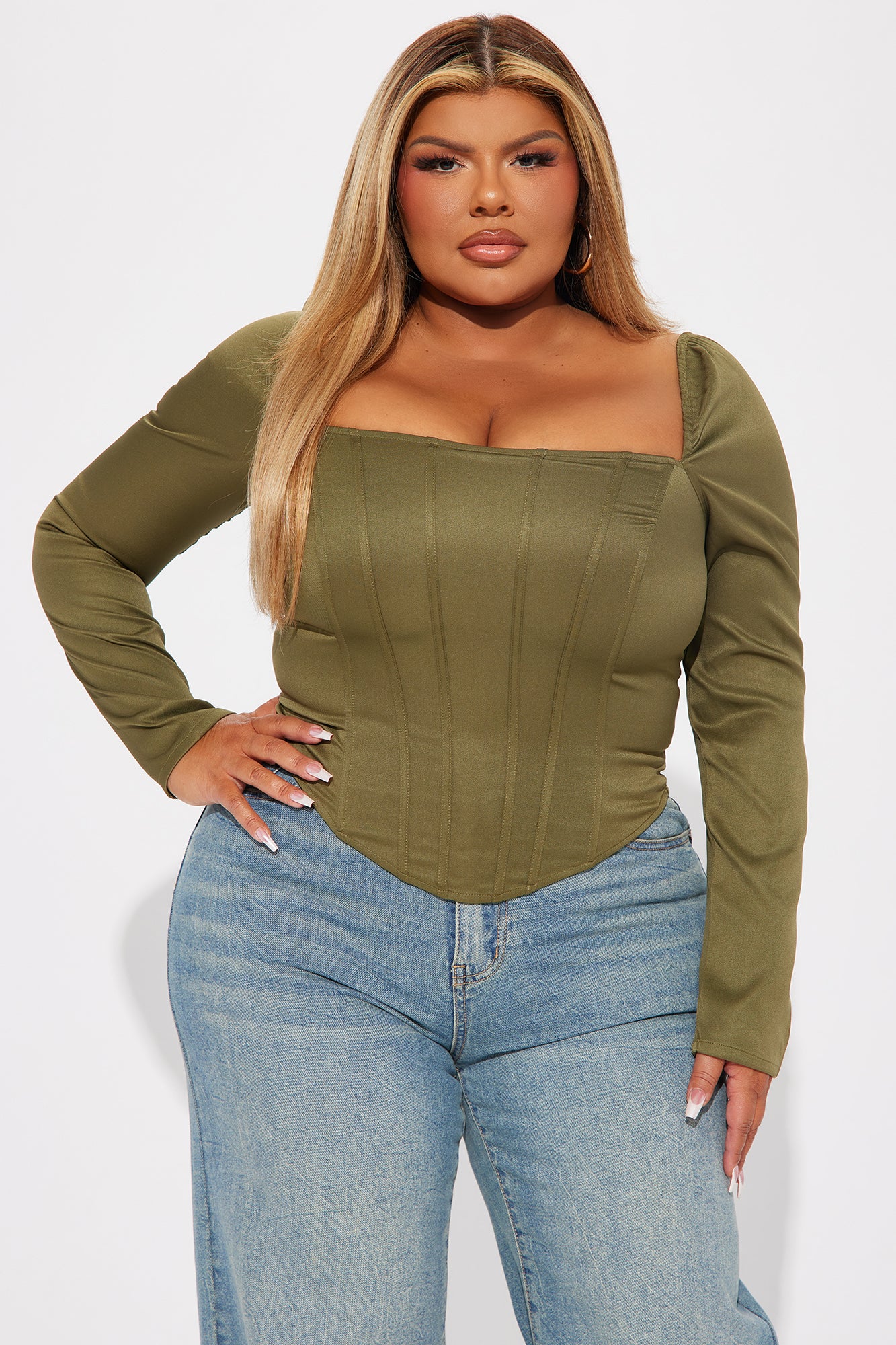 Florence Corset Top - Olive - Image 4