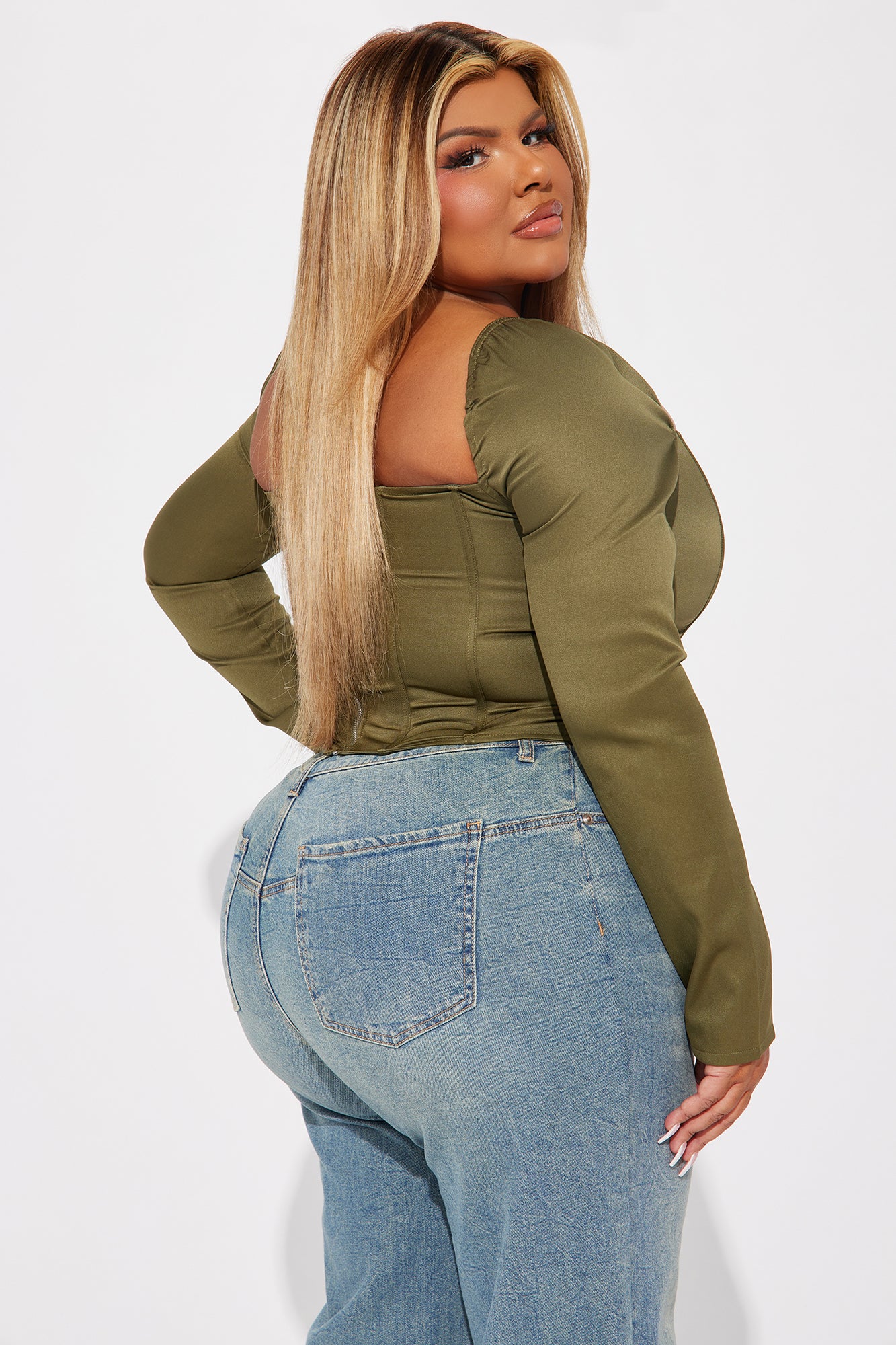 Florence Corset Top - Olive - Image 6