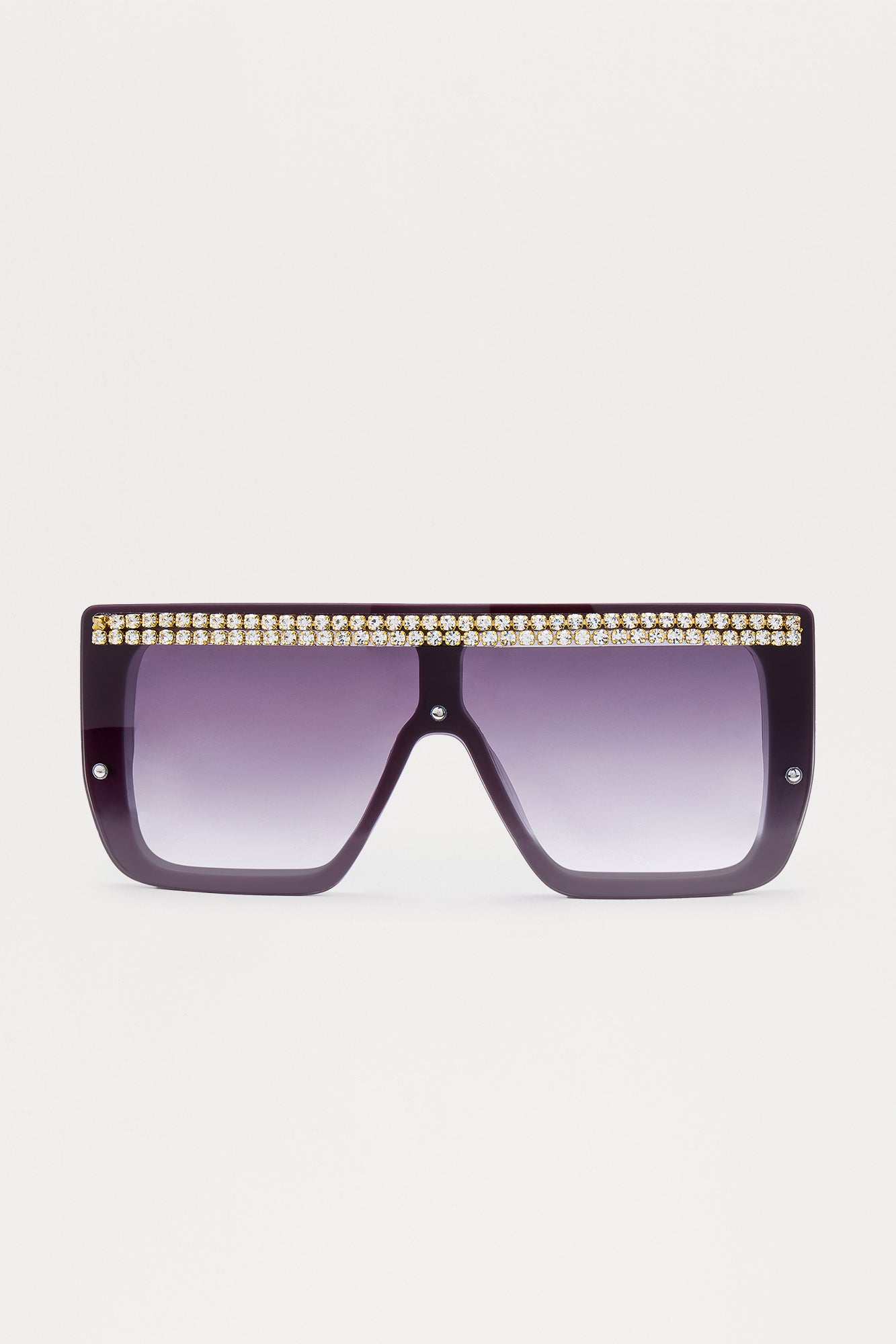 Over The Top Rhinestone Shield Sunglasses - White - Image 3