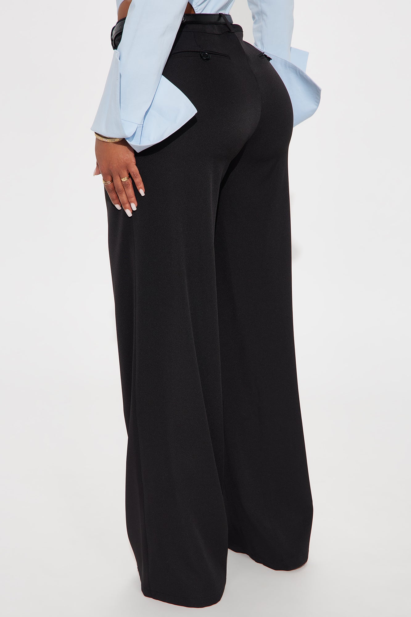 Sloane High Rise Belted Trouser Pant - Black - Image 3