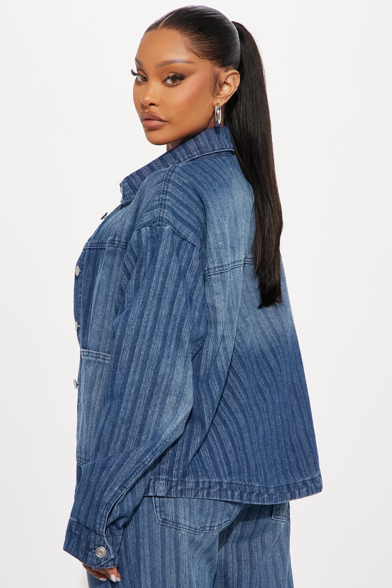 Preston Jacquard Denim Jacket - Dark Wash - Image 3