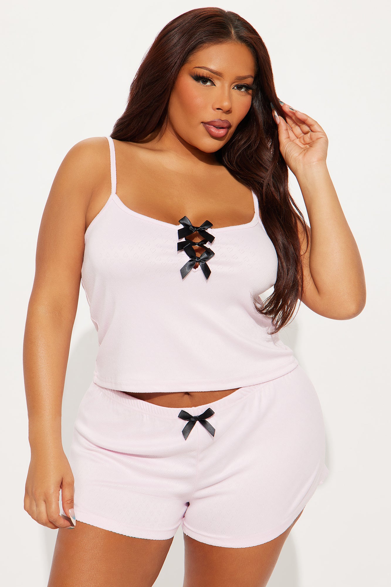 Bow Era Pointelle Cami PJ Short Set - Pink - Image 4