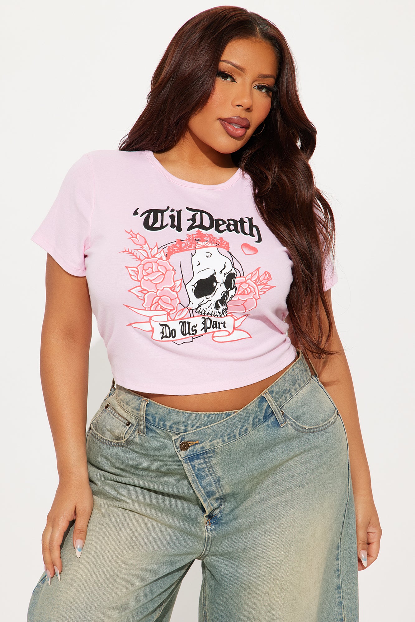 Till Death Baby Tee - Light Pink - Image 4
