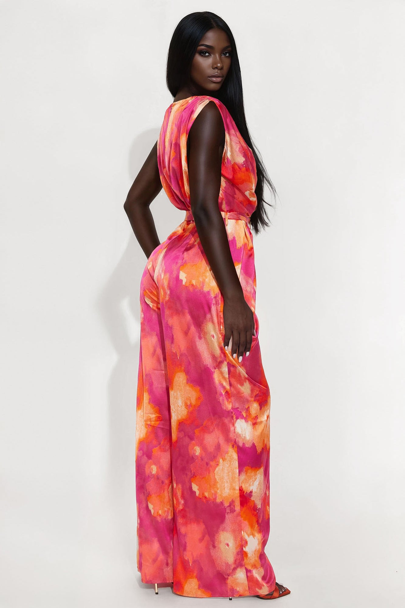 Callie Satin Jumpsuit - Fuchsia/combo - Image 3