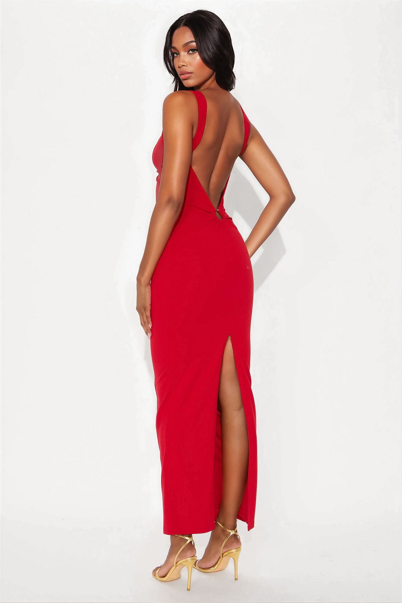 Katrina Backless Maxi Dress - Red - Image 3