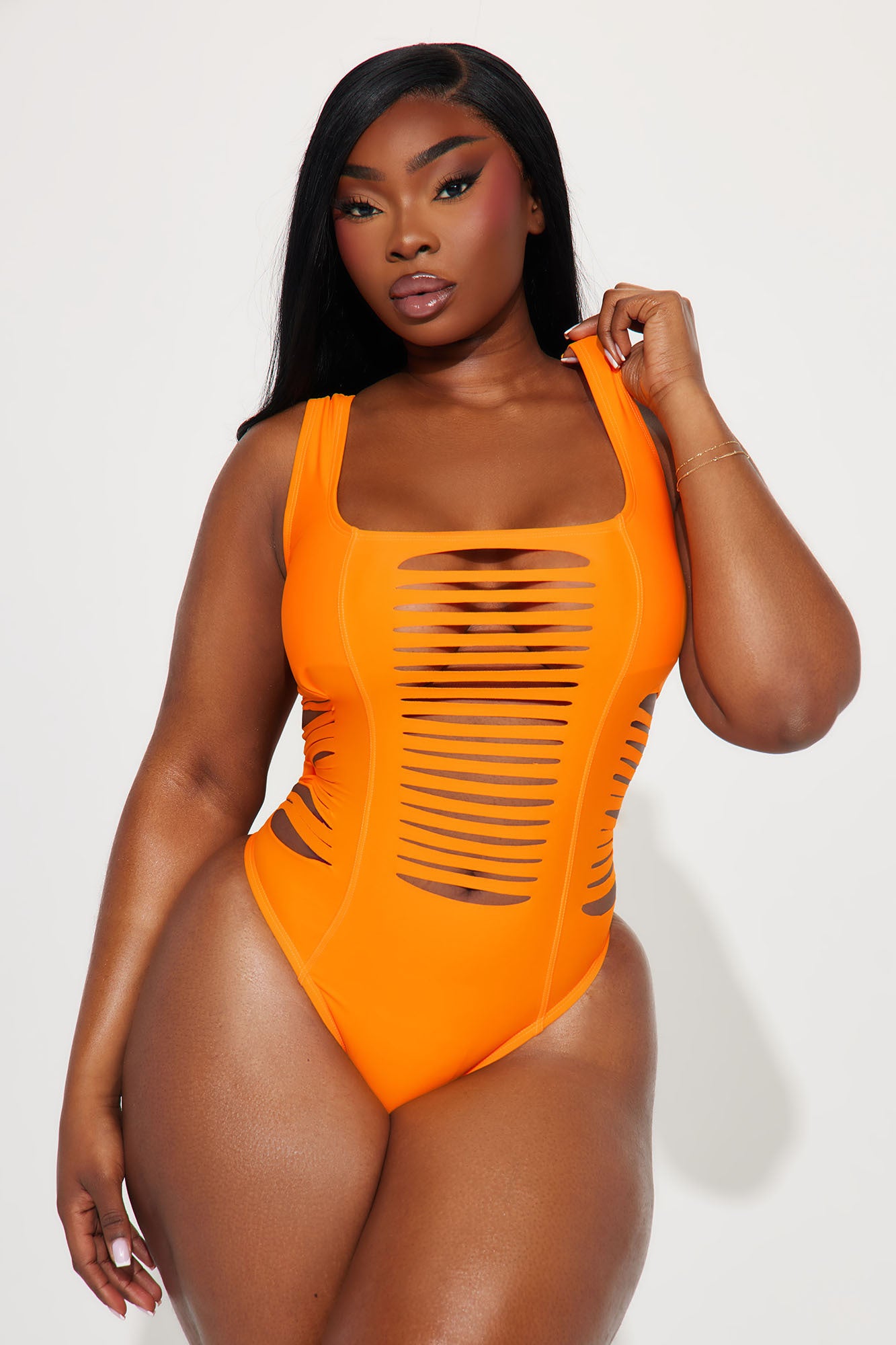 Soraya Strappy Cutout 1 Piece Swimsuit - Orange - Image 4
