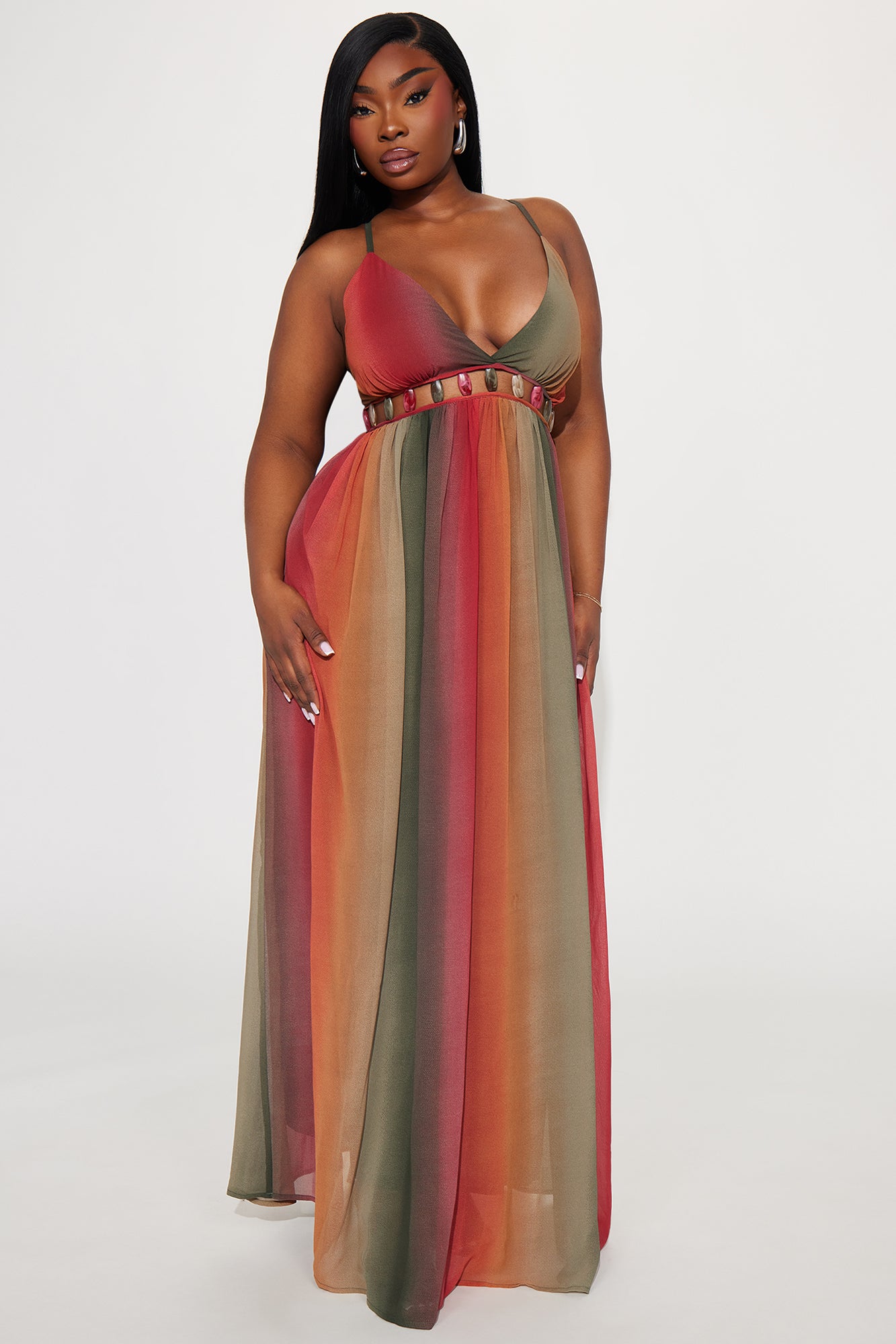 Alison Chiffon Maxi Dress - Rust/combo - Image 4