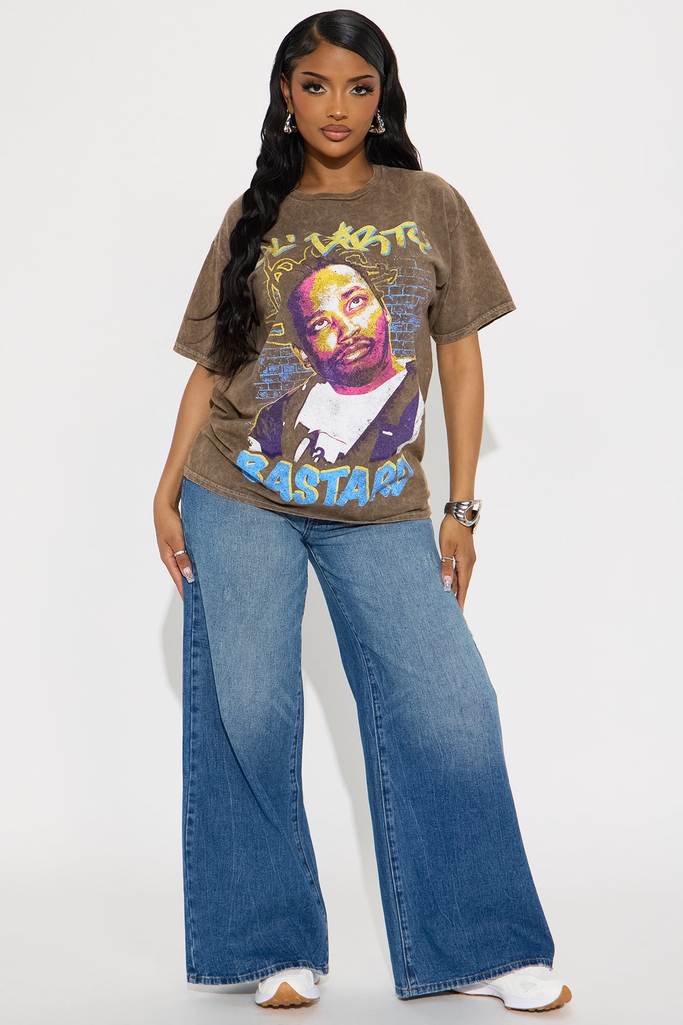 Ol' Dirty Bastard Washed Oversized Tee - Brown - Image 3