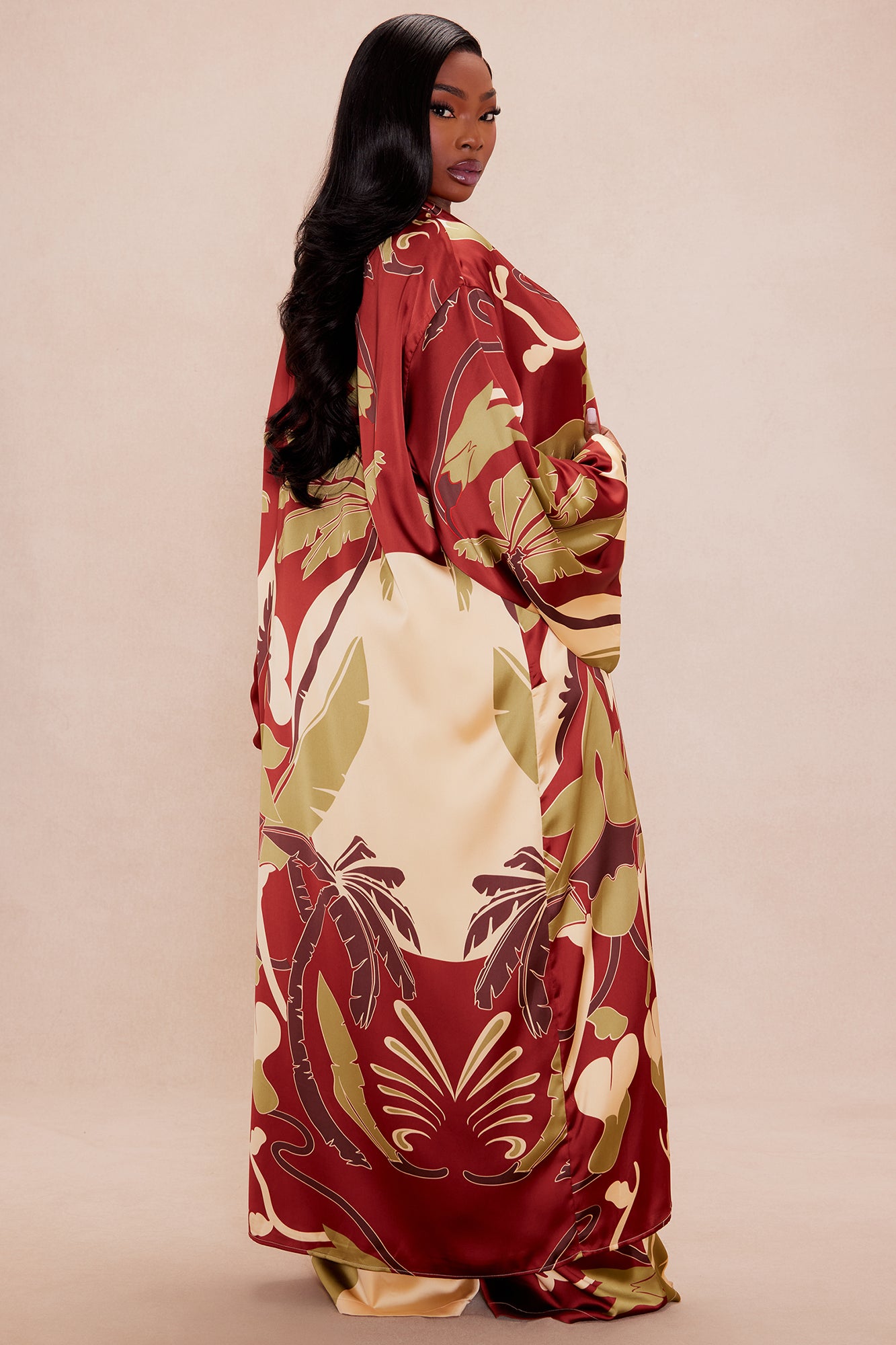 Safira Satin Kimono Pant Set - Rust/combo - Image 8