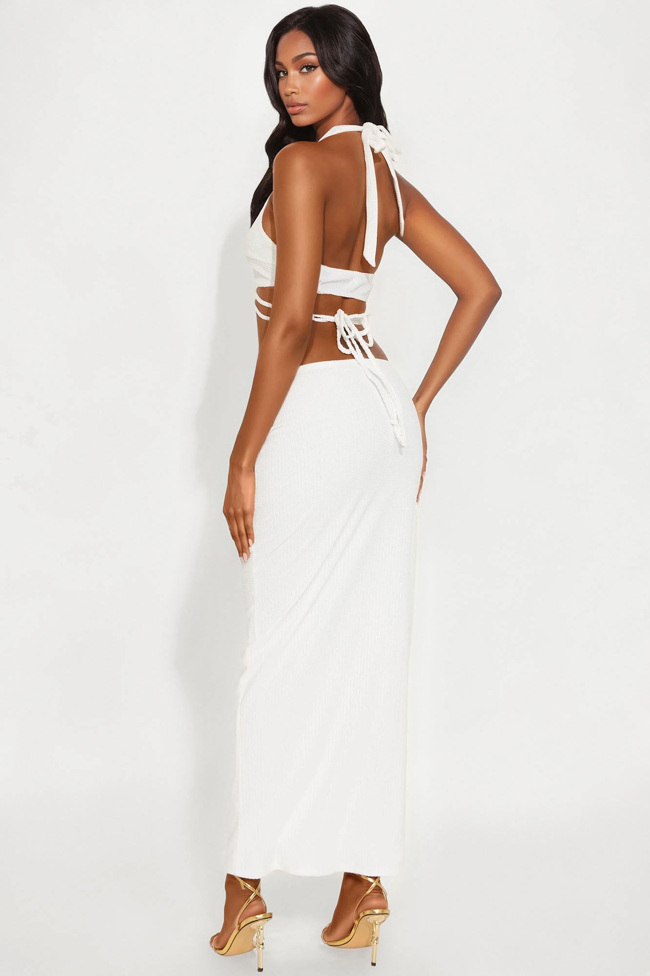 On Island Time Maxi Skirt Set - White - Image 3
