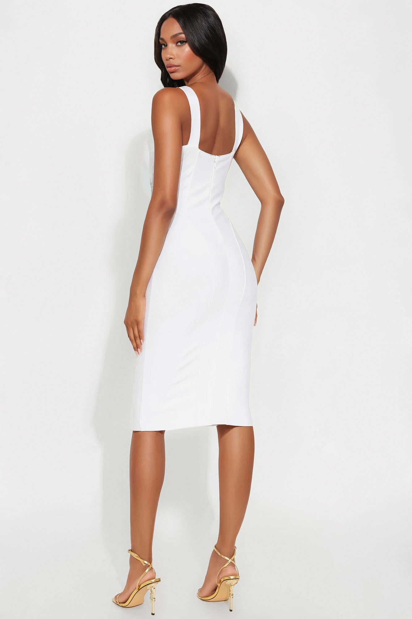 Cierra Bandage Midi Dress - White - Image 3