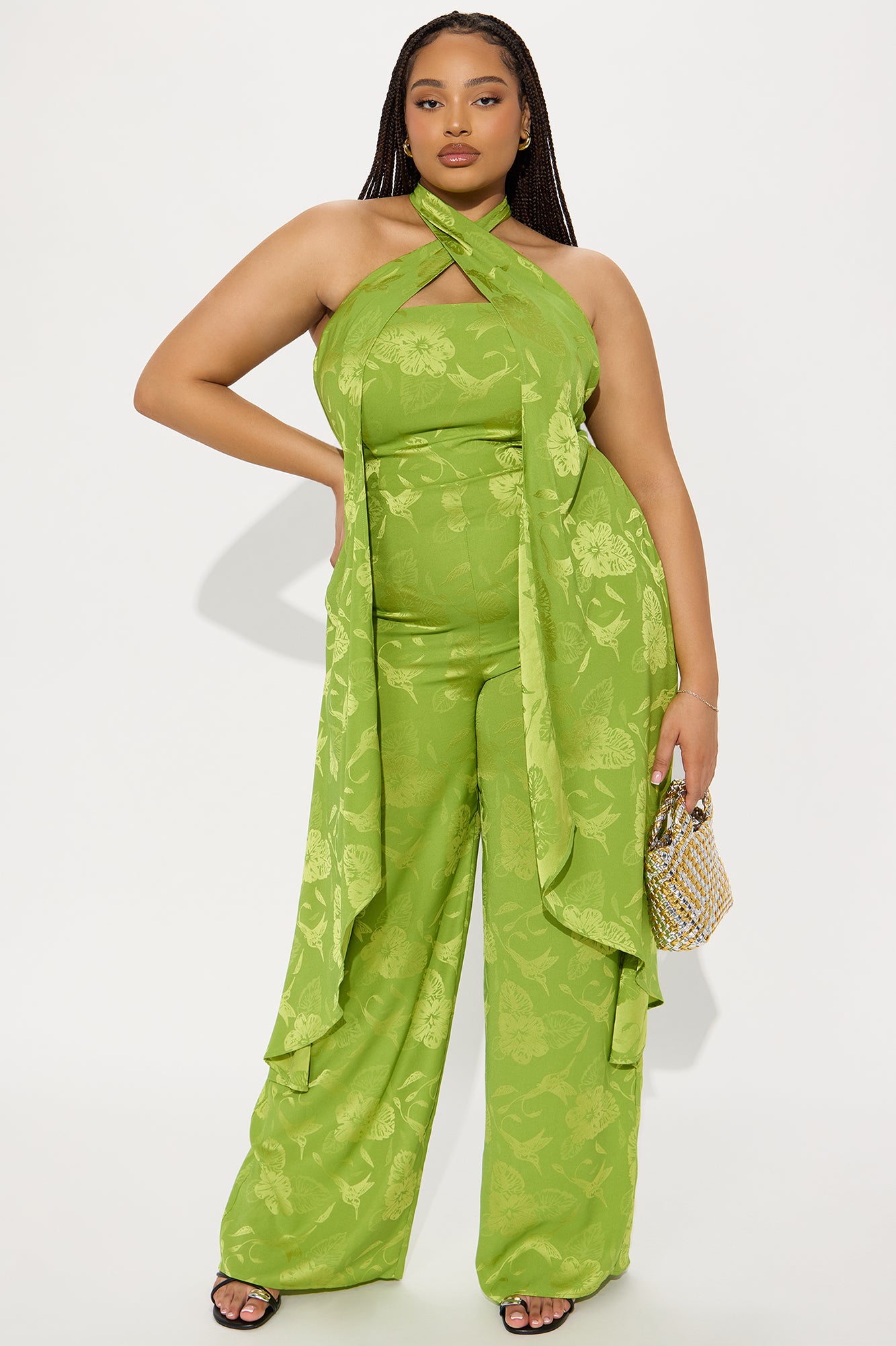 Take Me With You Satin Jumpsuit - Chartreuse - Image 4